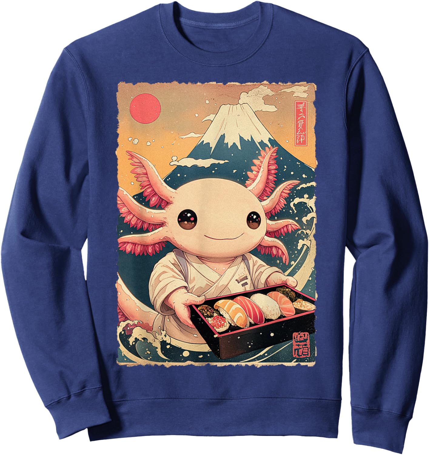 Funny Japanese Food Anime Art Axolotl Sushi Chef Otaku Sweatshirt - Sweatshirt | Navy