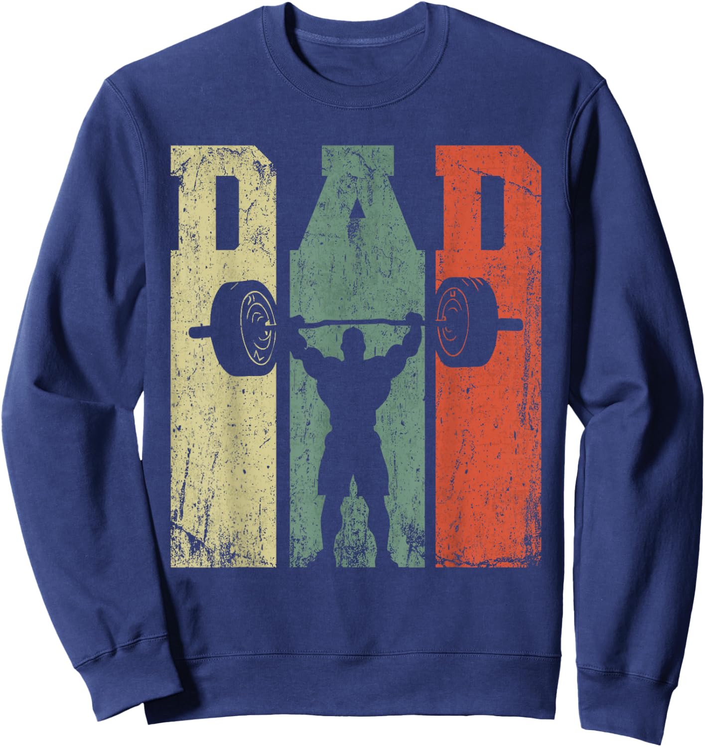 Vintage Weightlifting Dad Daddy Silhouette Gym Father's Day Sweatshirt - Sweatshirt | Navy