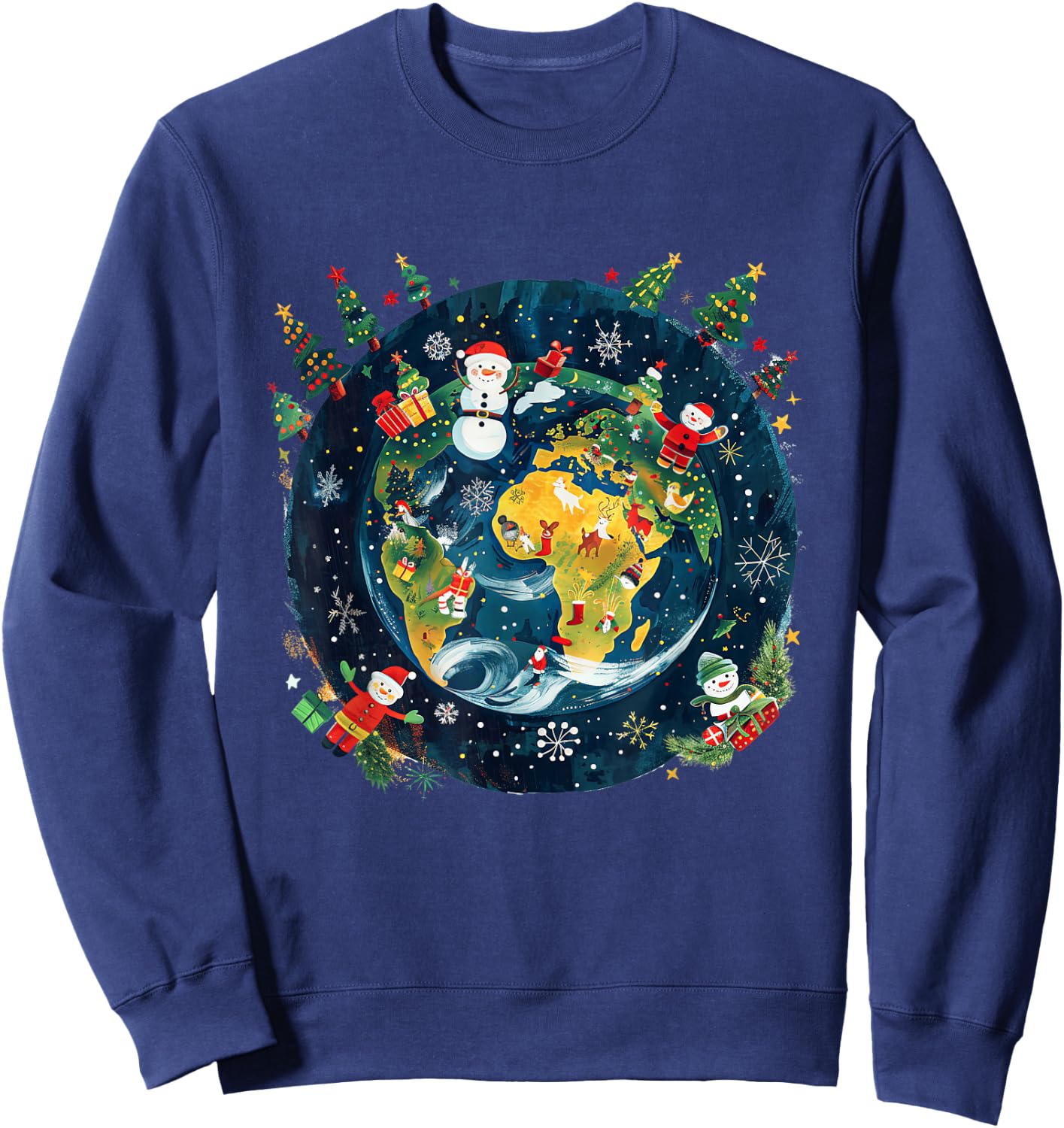 Christmas Around the World Festive Globe Design Sweatshirt - Sweatshirt | Navy