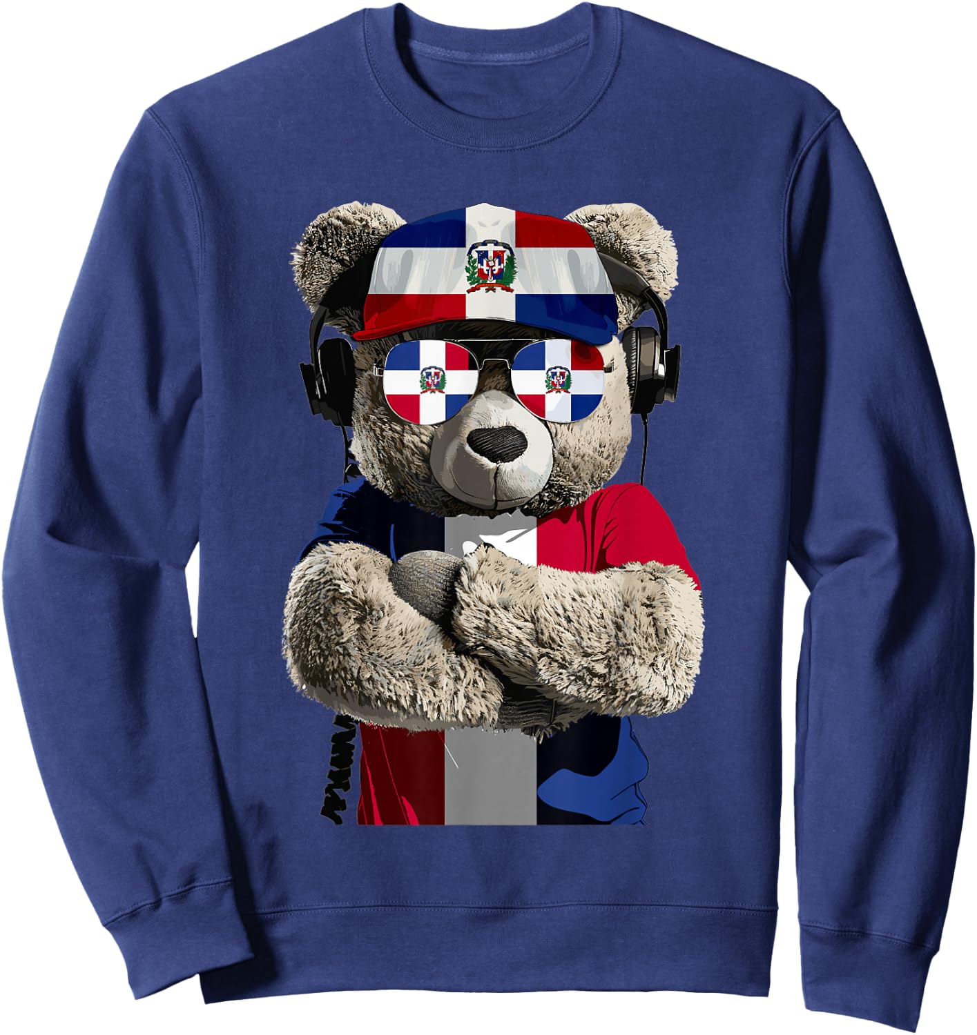 Dominican Flag Bear Souvenirs Products Dominican Republic Sweatshirt - Sweatshirt | Navy