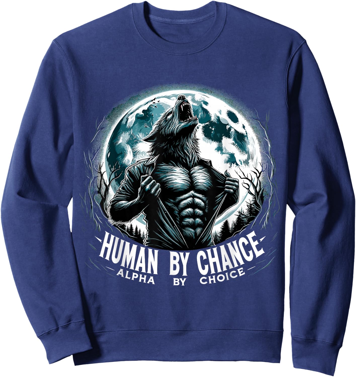 Human by Chance Alpha by Choise Alpha Wolf Sweatshirt - Sweatshirt | Navy