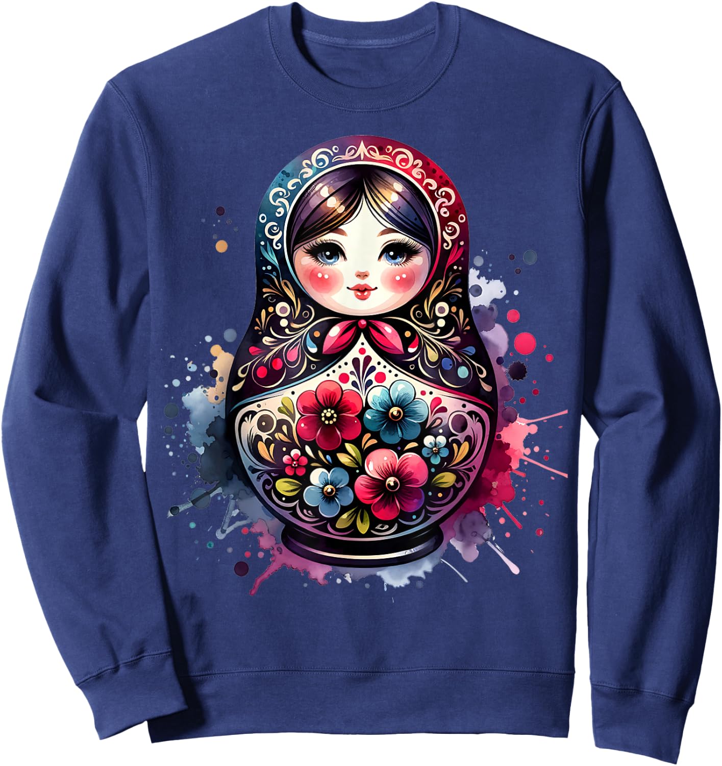 Russian Girl Matreshka Russia Russians Matryoshka Sweatshirt - Sweatshirt | Navy