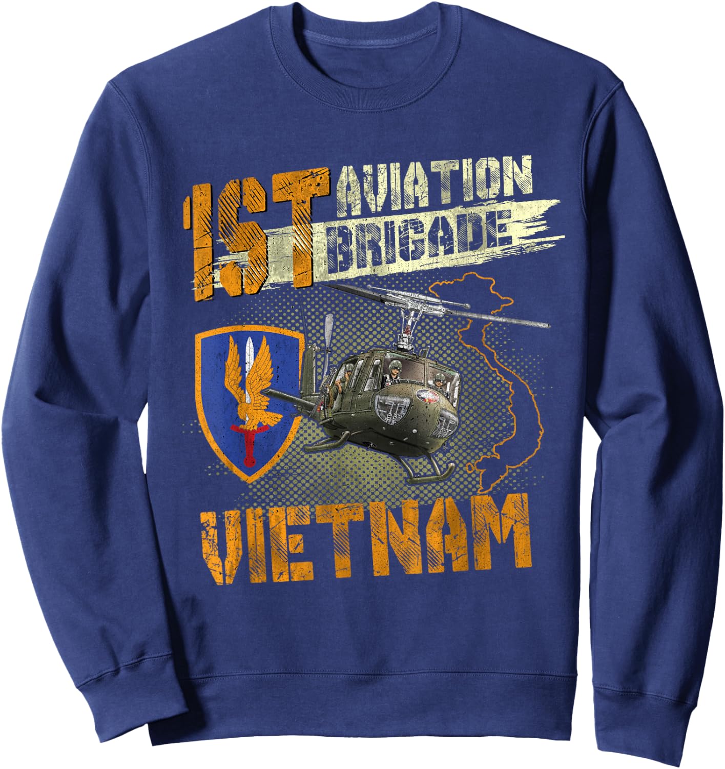 1st Aviation Brigade Vietnam Veteran Pilot Door Gunner Sweatshirt - Sweatshirt | Navy