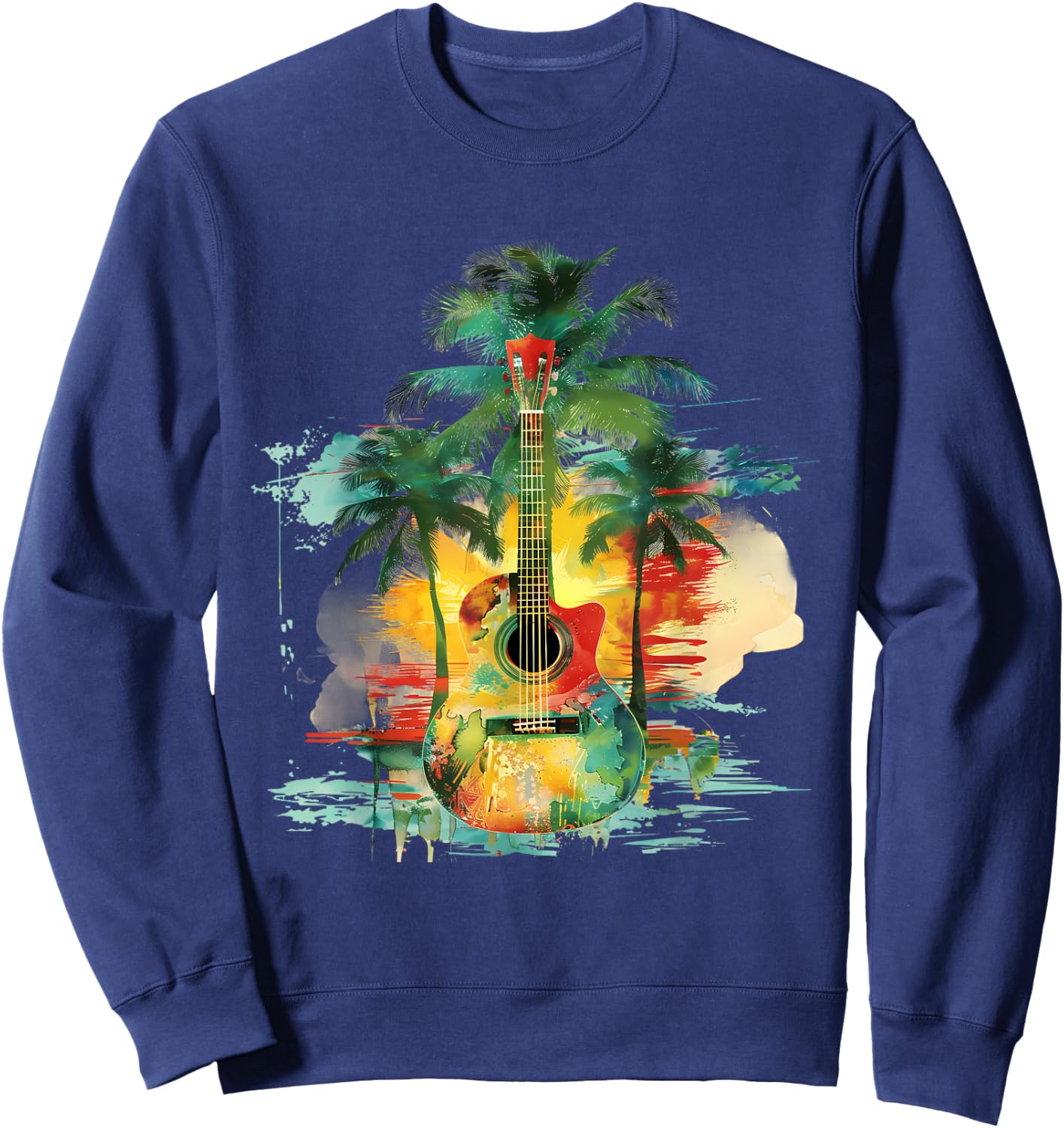 Rasta Reggae Guitar Rastafarian Roots Jamaican Pride Sweatshirt - Sweatshirt | Navy