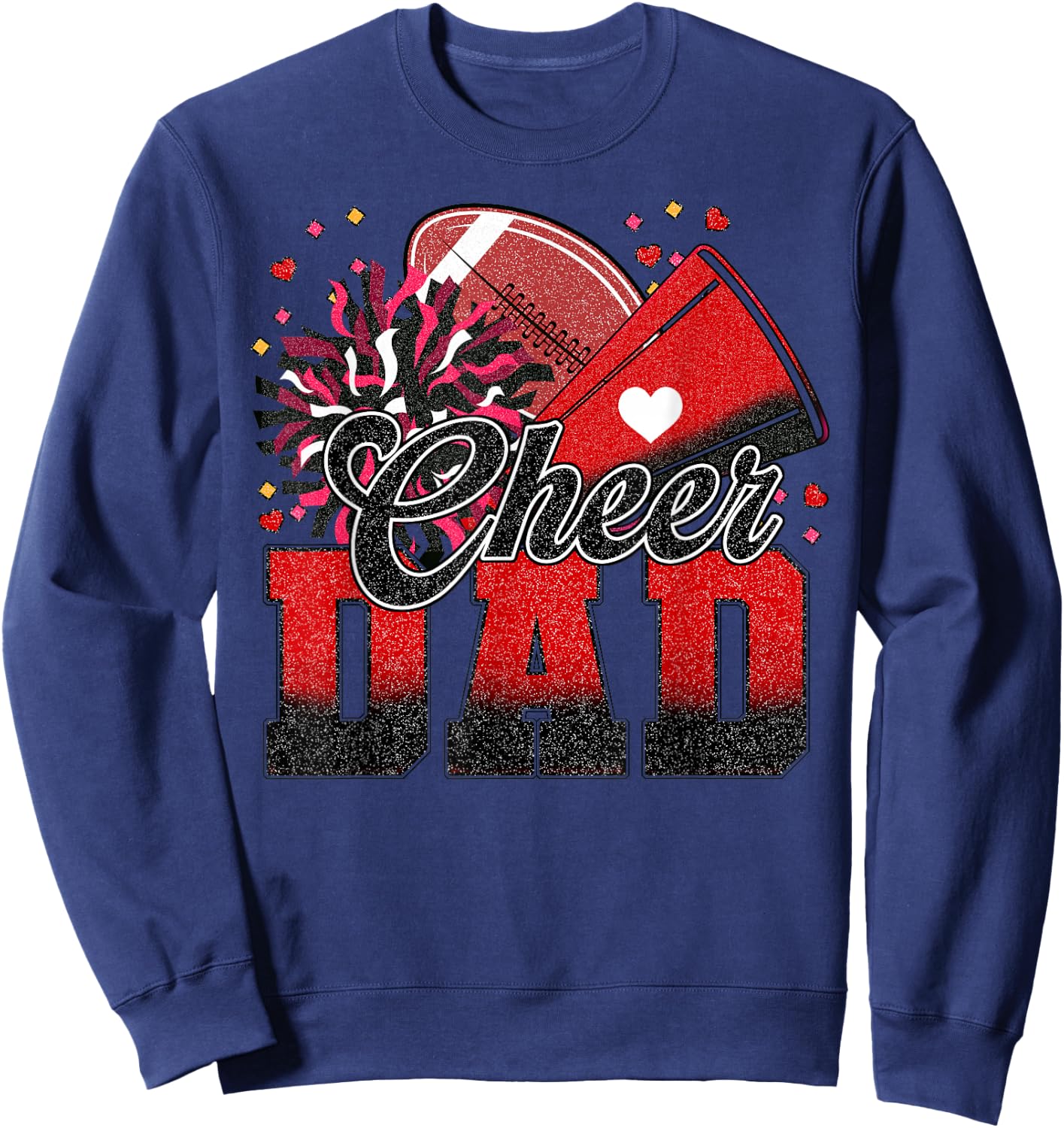 Red Black Football Cheer Dad Women Men Vintage Cheerleader Sweatshirt - Sweatshirt | Navy