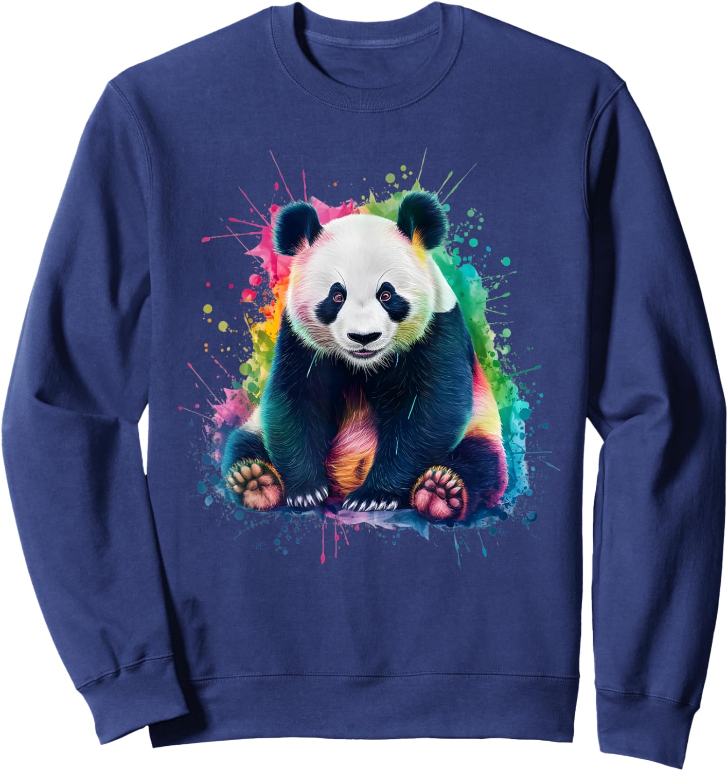Panda Men's Women's Colourful Watercolour Panda Sweatshirt - Sweatshirt | Navy