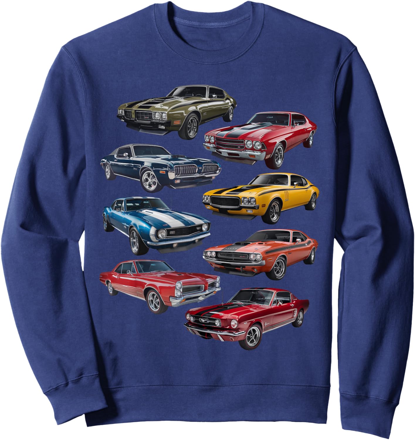 Retro American Muscle Car Enthusiasts Artwork Vintage Sweatshirt - Sweatshirt | Navy