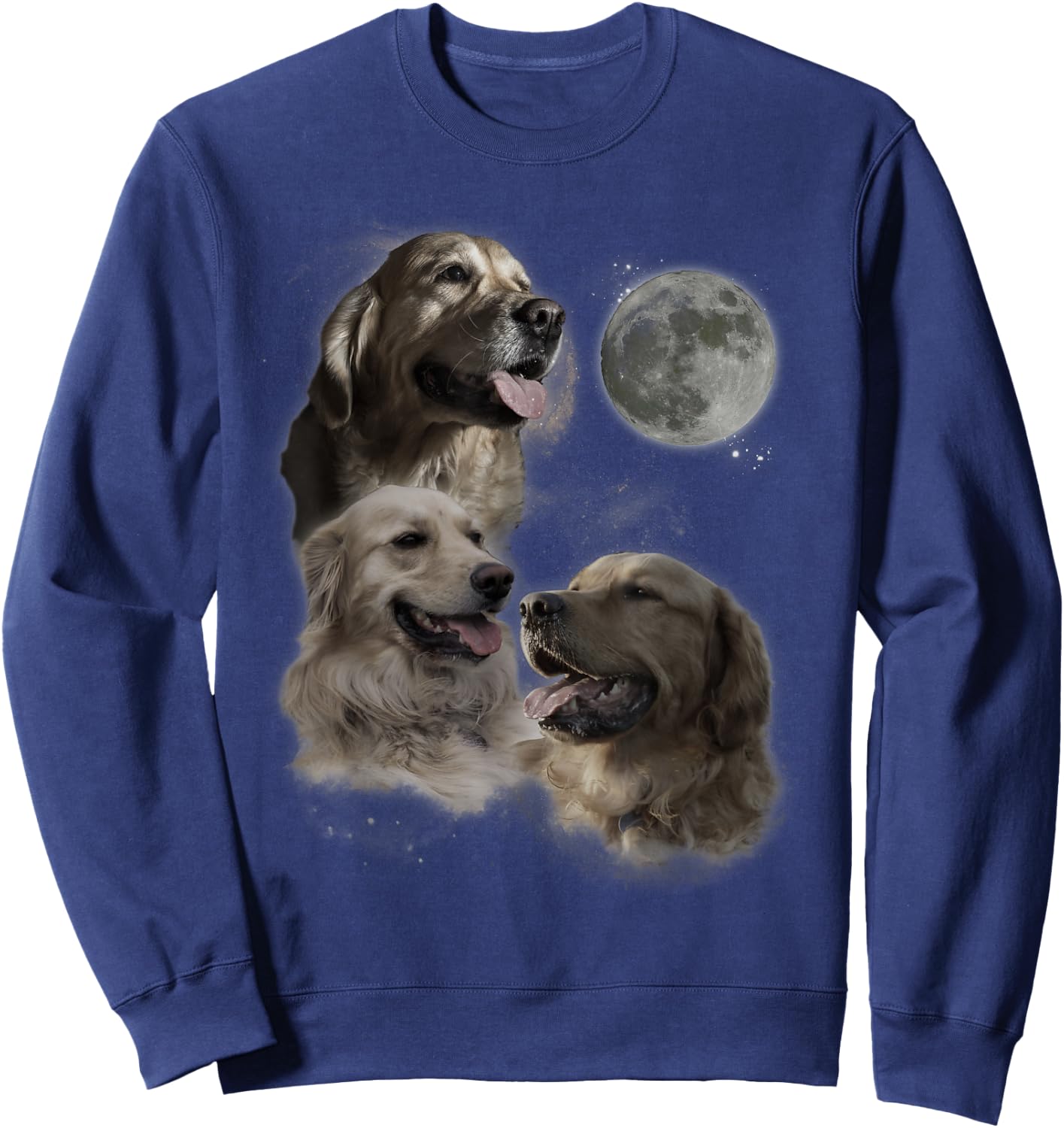 Howling at the Moon Shirt - Funny Golden Retriever Sweatshirt - Sweatshirt | Navy