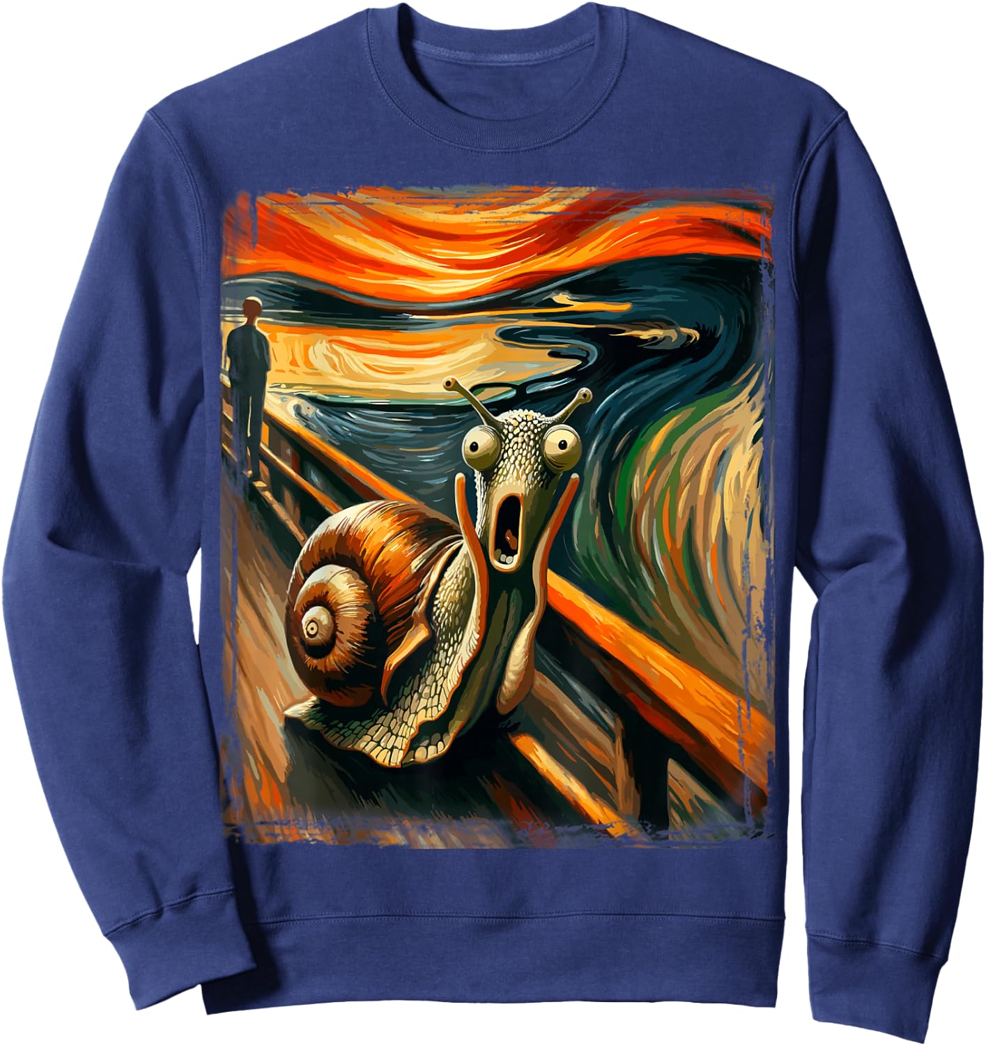 Artistic Scream Parody Funny Animal Painting Art Humor Snail Sweatshirt - Sweatshirt | Navy