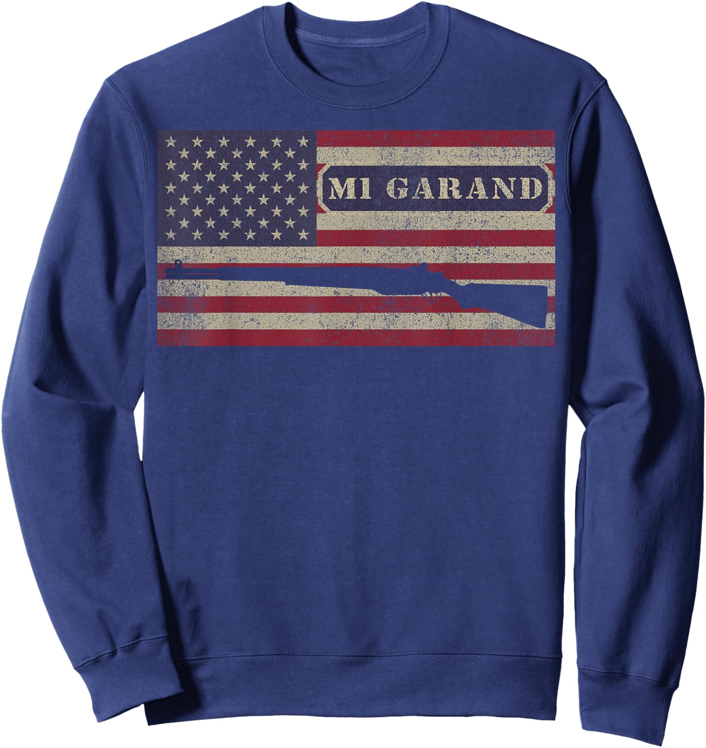 M1 Garand WWII Rifle USA Patriotic American Flag Sweatshirt - Sweatshirt | Navy