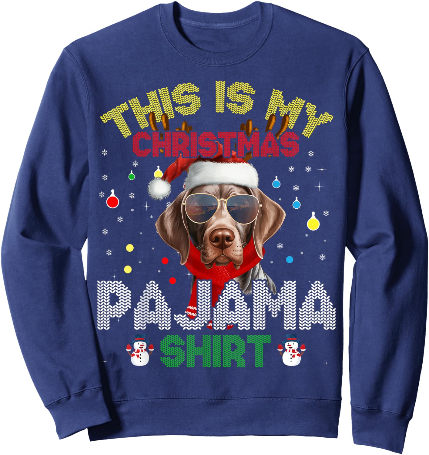 German Shorthaired Pointer Christmas Pajama Xmas Matching Sweatshirt - Sweatshirt | Navy