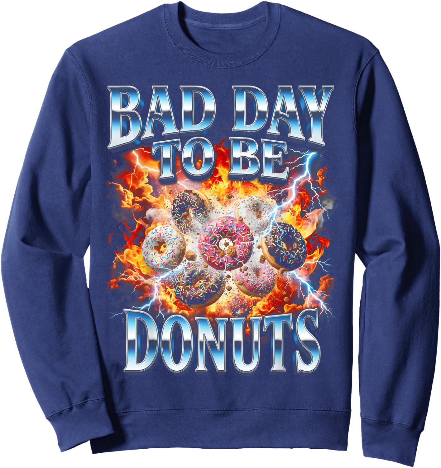 Funny Bootleg Bad Day to Be Donuts Sweatshirt - Sweatshirt | Navy