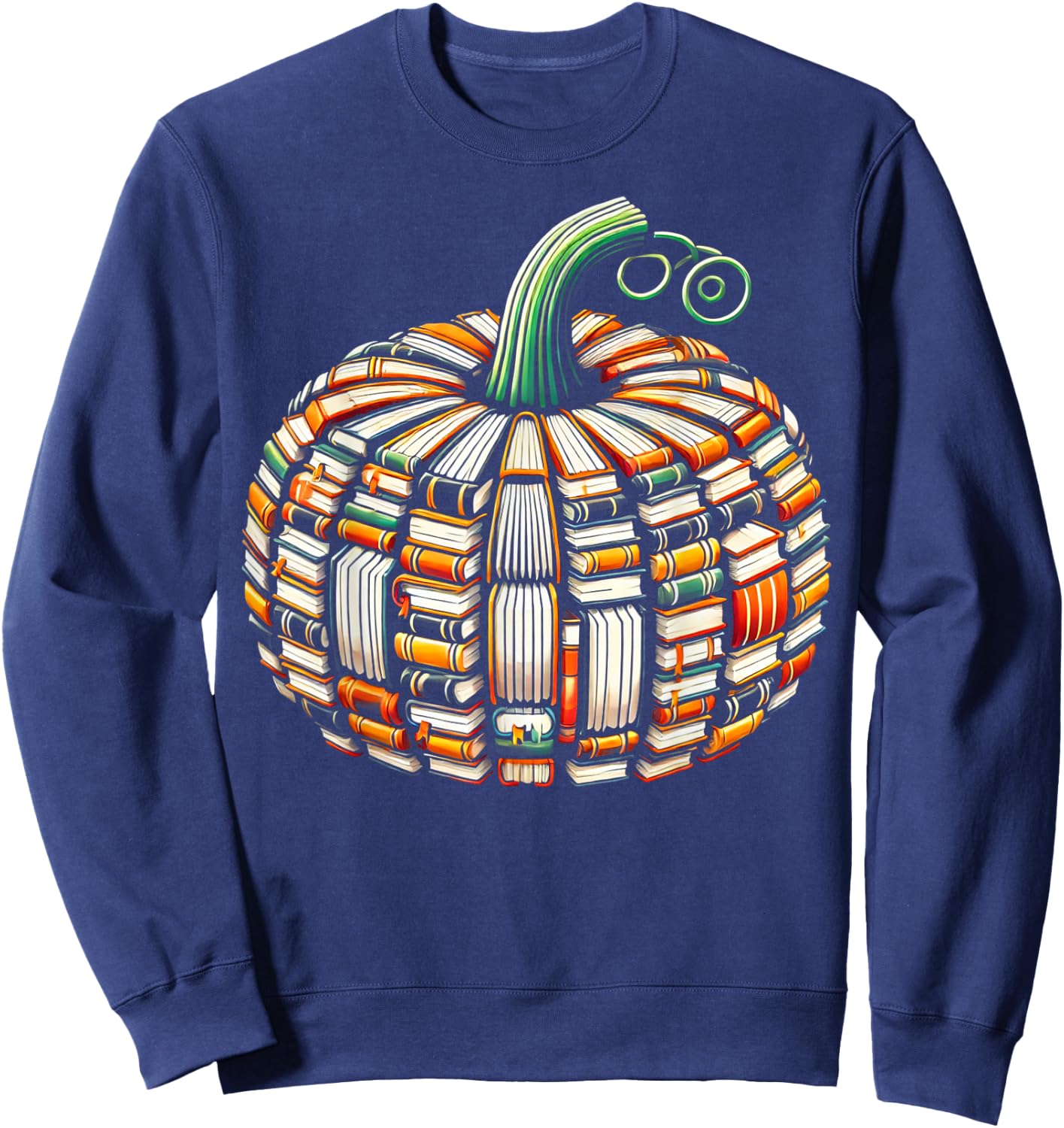 Vintage Book Pumpkin Autumn Fall Librarians Bookworm Teacher Sweatshirt - Sweatshirt | Navy