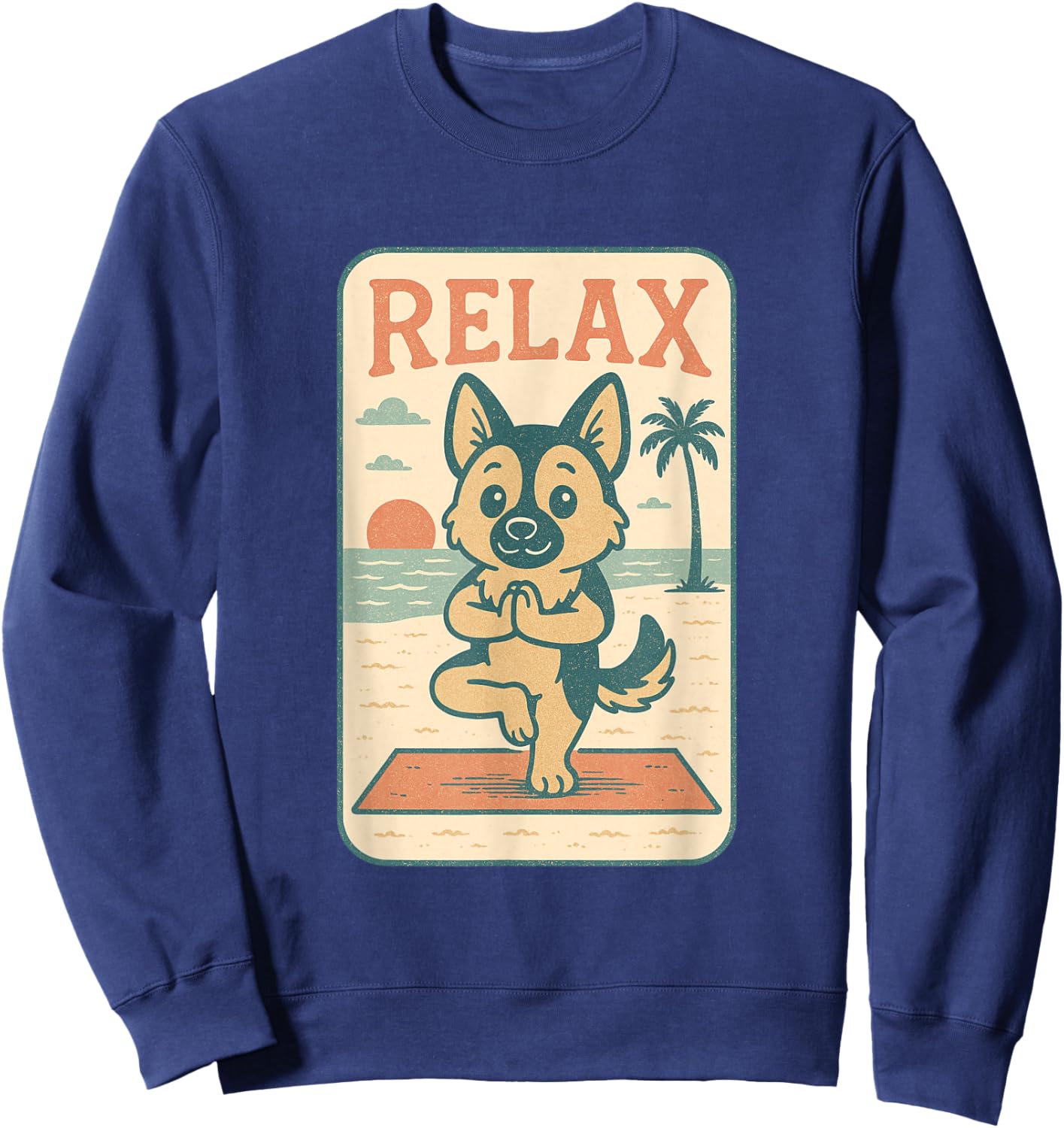 German Shepherd Relax Yoga Funny Relaxing Dog Sweatshirt - Sweatshirt | Navy