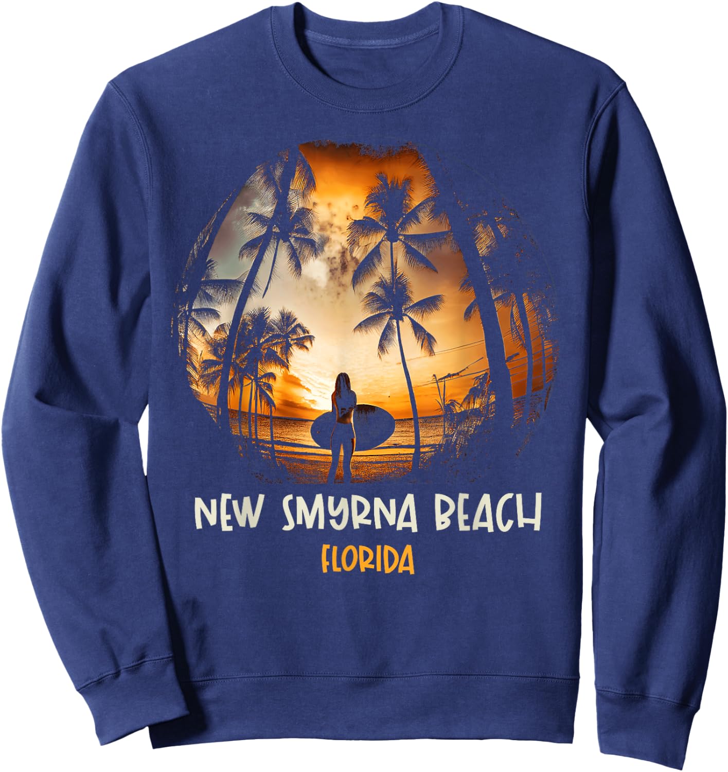 New Smyrna Beach Florida Surfing Surfboard Sweatshirt - Sweatshirt | Navy