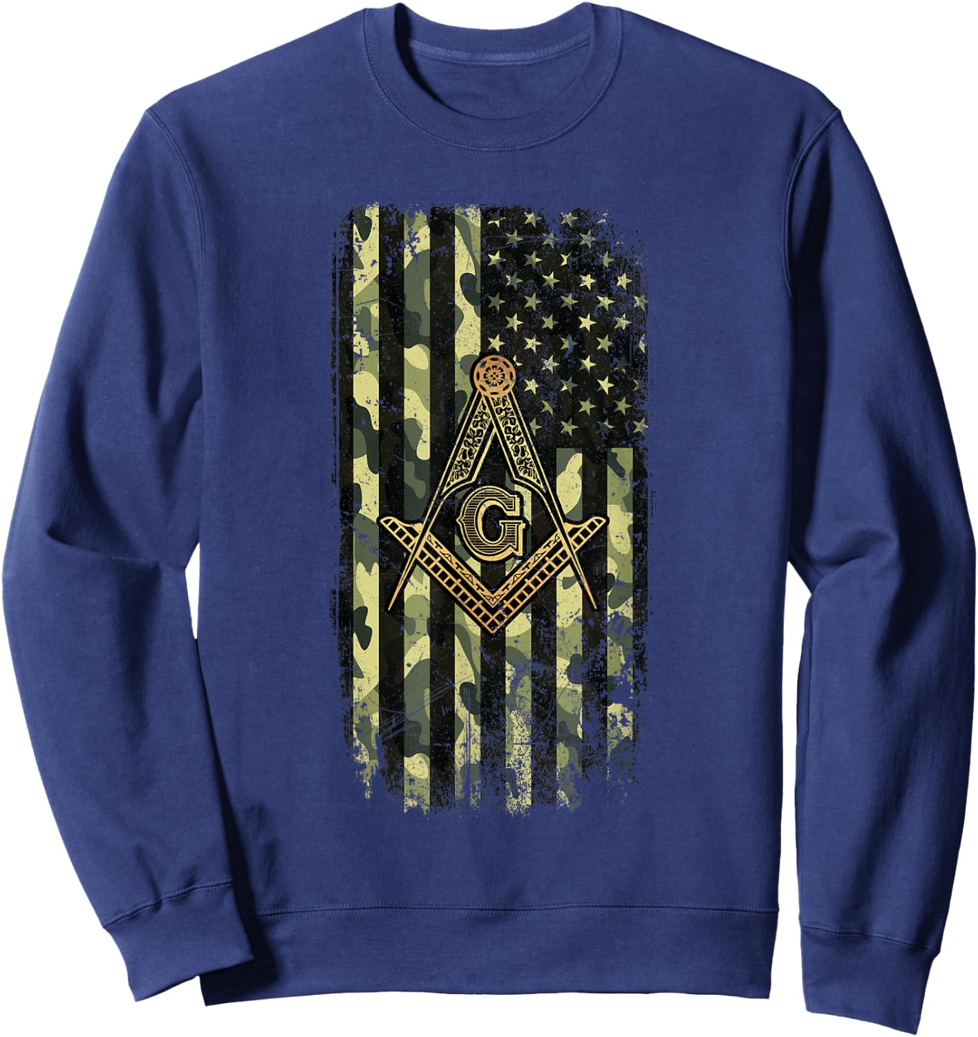 Masonic Camo American Flag - Freemason Sweatshirt - Sweatshirt | Navy
