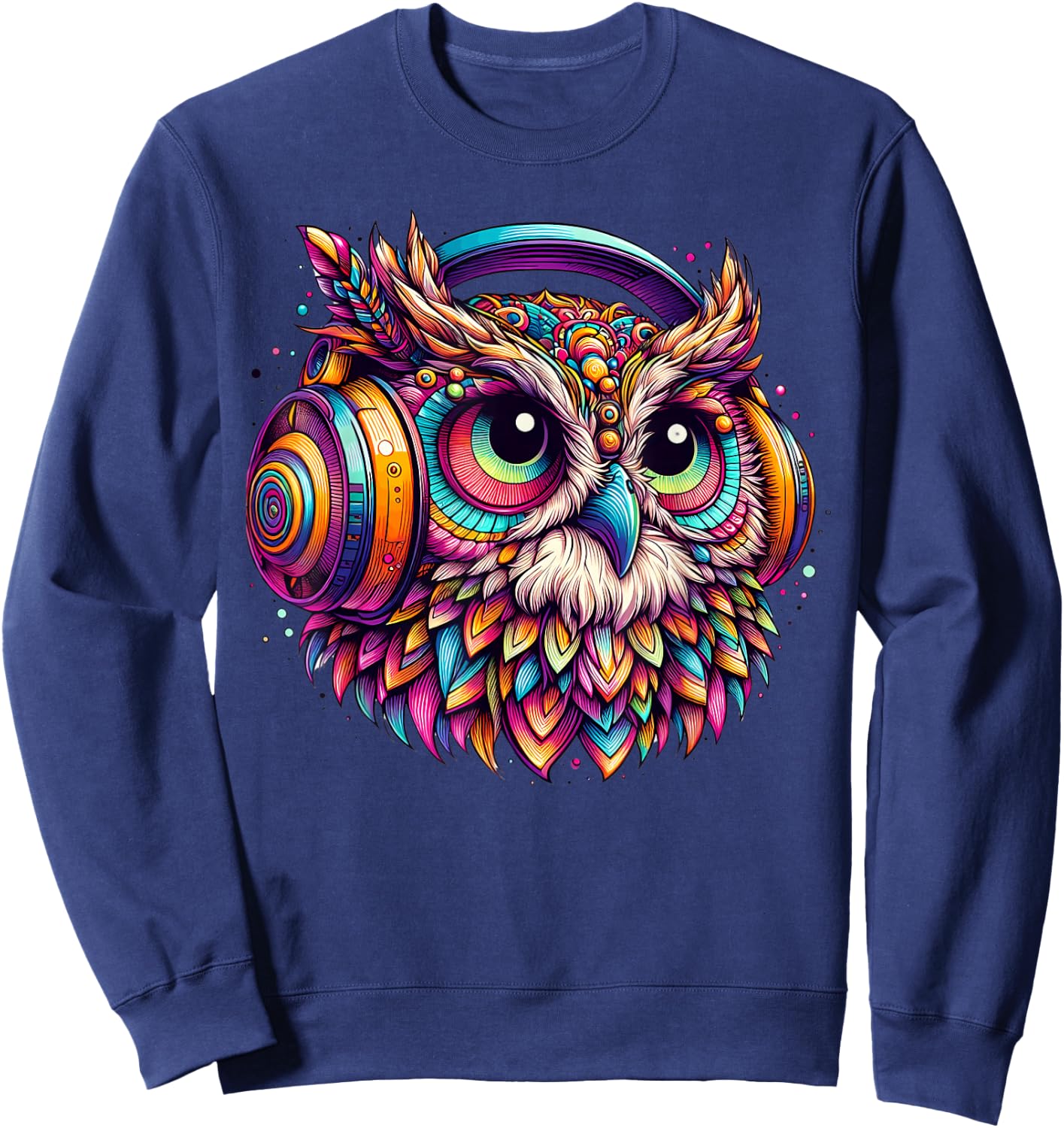 Rave Rainbow Owl House EDM Festival Raver Animal EDC 2025 Sweatshirt - Sweatshirt | Navy