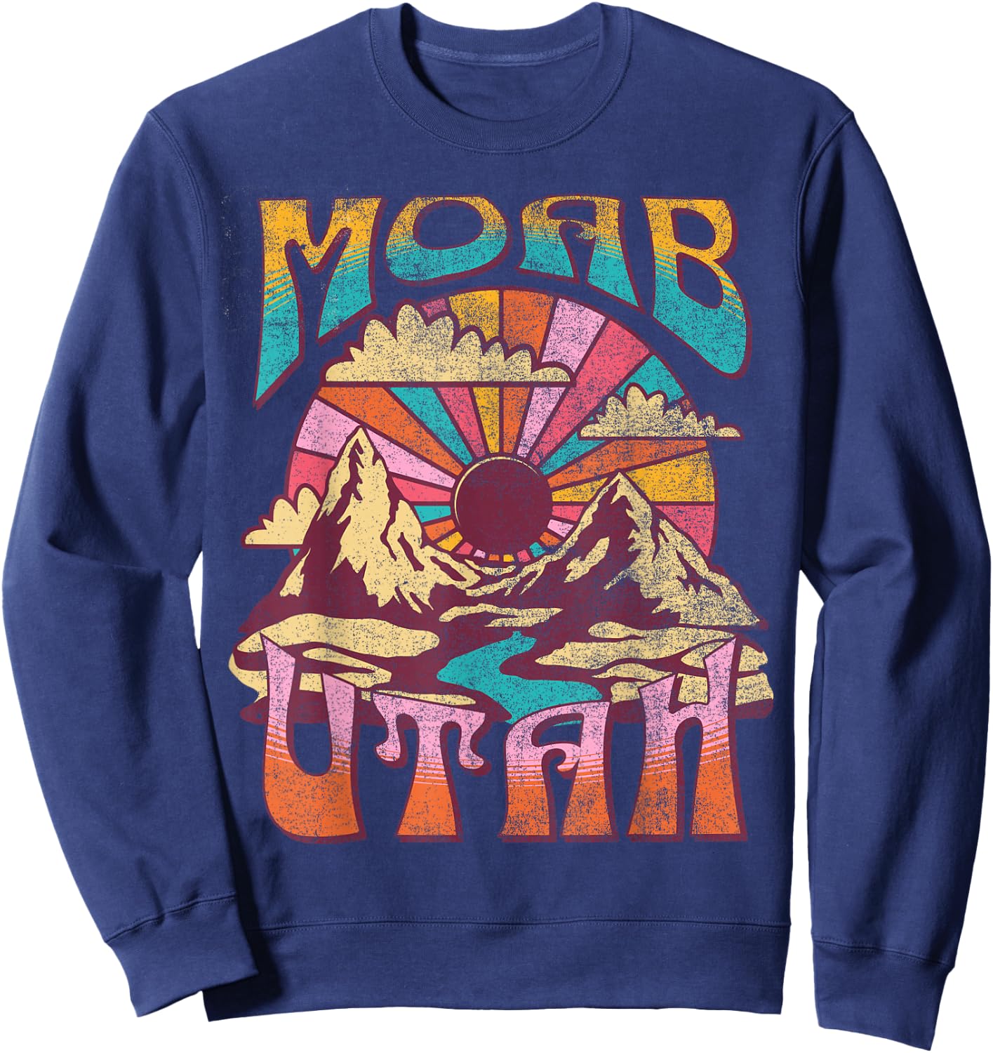 Moab Utah Nature Hiking Mountains Outdoors Vintage Sweatshirt - Sweatshirt | Navy