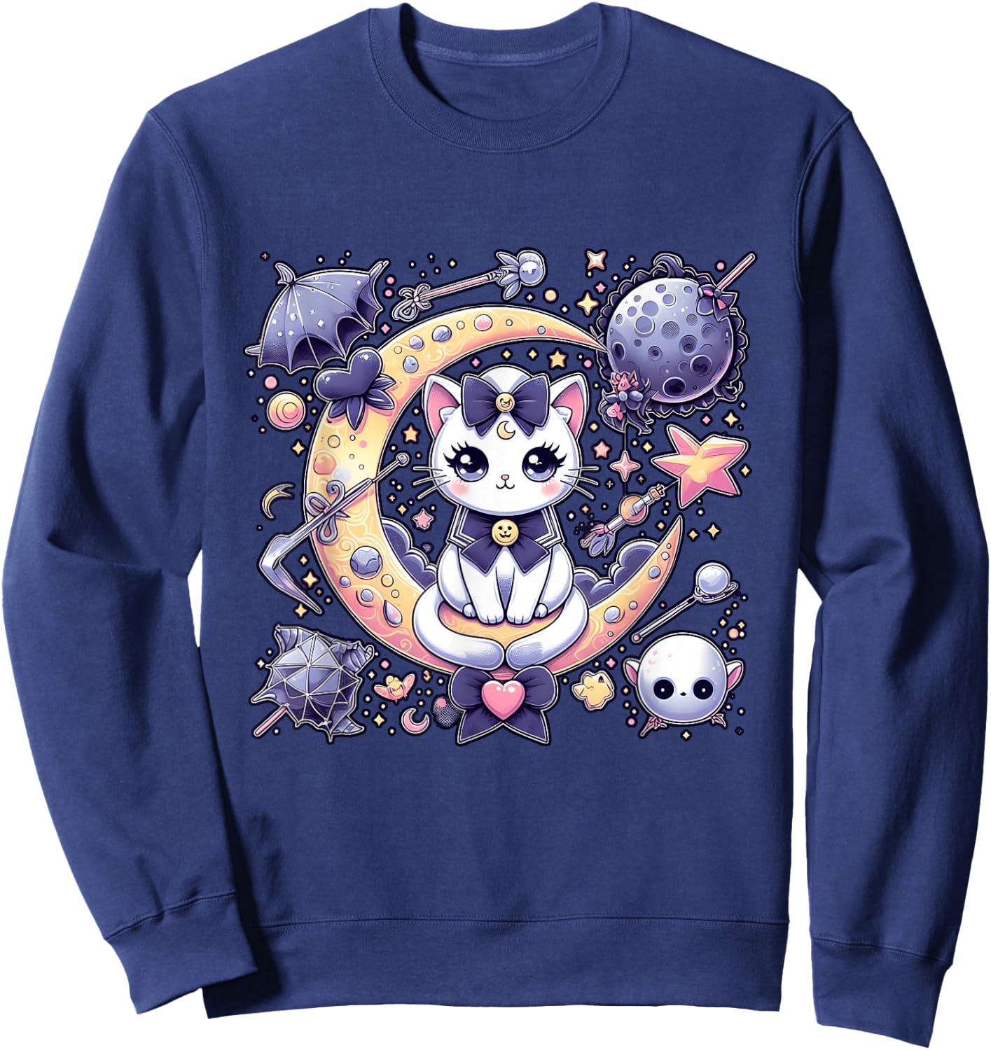 Sailor Meow Cute Moon Cat Space Magic Gothic Halloween Sweatshirt - Sweatshirt | Navy
