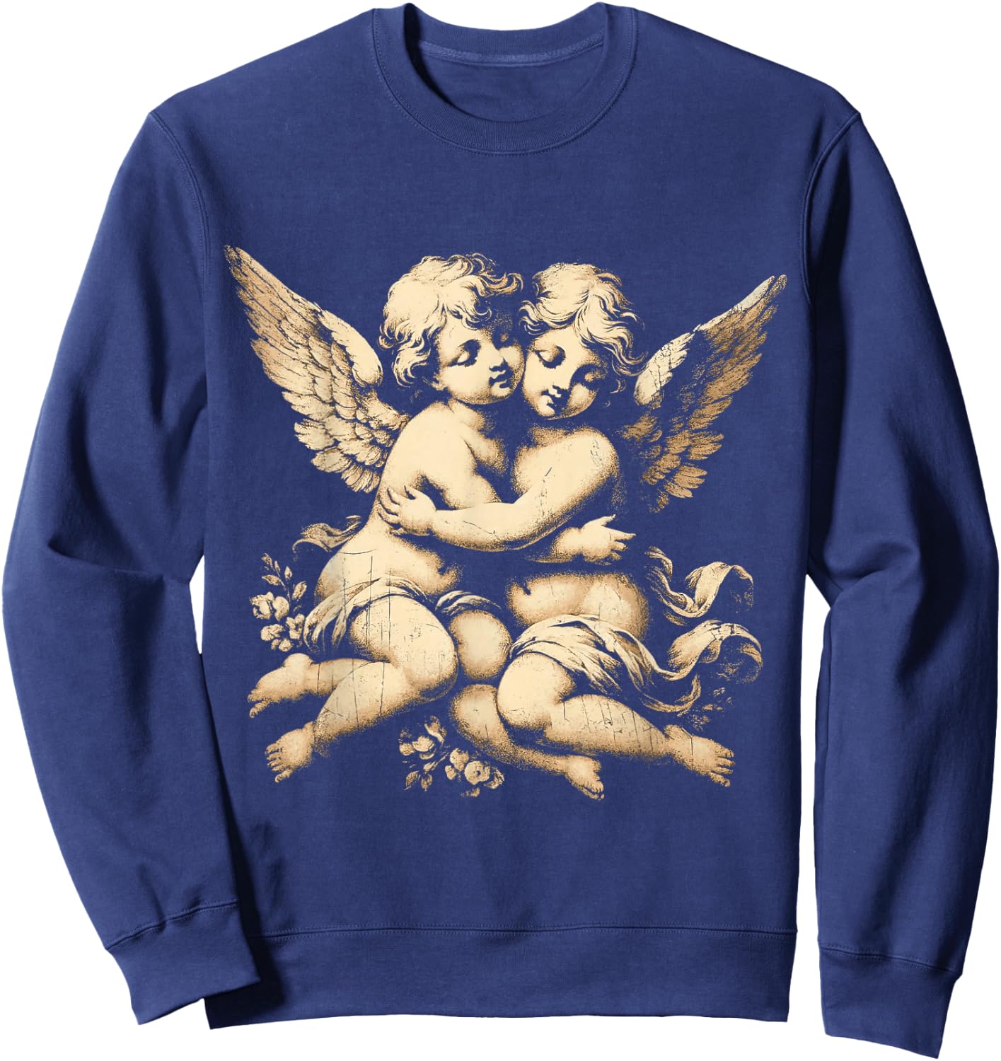 Vintage Cherub Angel - Angelic Art Little Baby Angels Sweatshirt - Sweatshirt | Navy