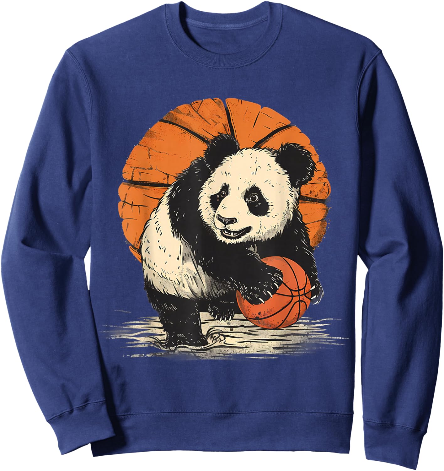 Basketball Drawing Artwork Cute Bear Basketball Hoop Sweatshirt - Sweatshirt | Navy