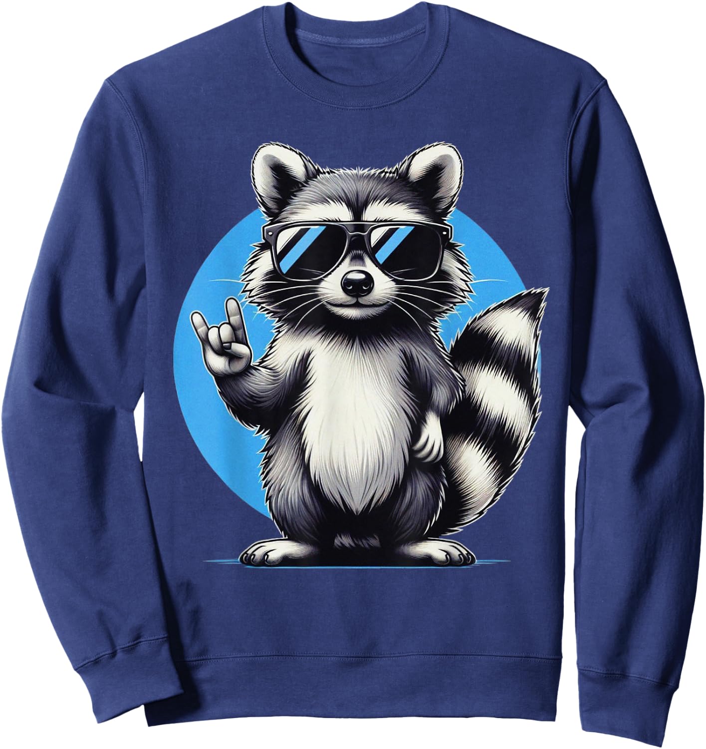 Funny Retro Raccoon Rock Music Men, Kids, Women Cool Raccoon Sweatshirt - Sweatshirt | Navy