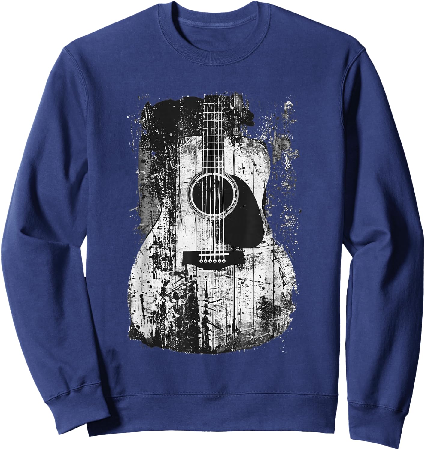 Acoustic Guitar, Vintage, Distressed, Rock & Roll Music. Sweatshirt - Sweatshirt | Navy