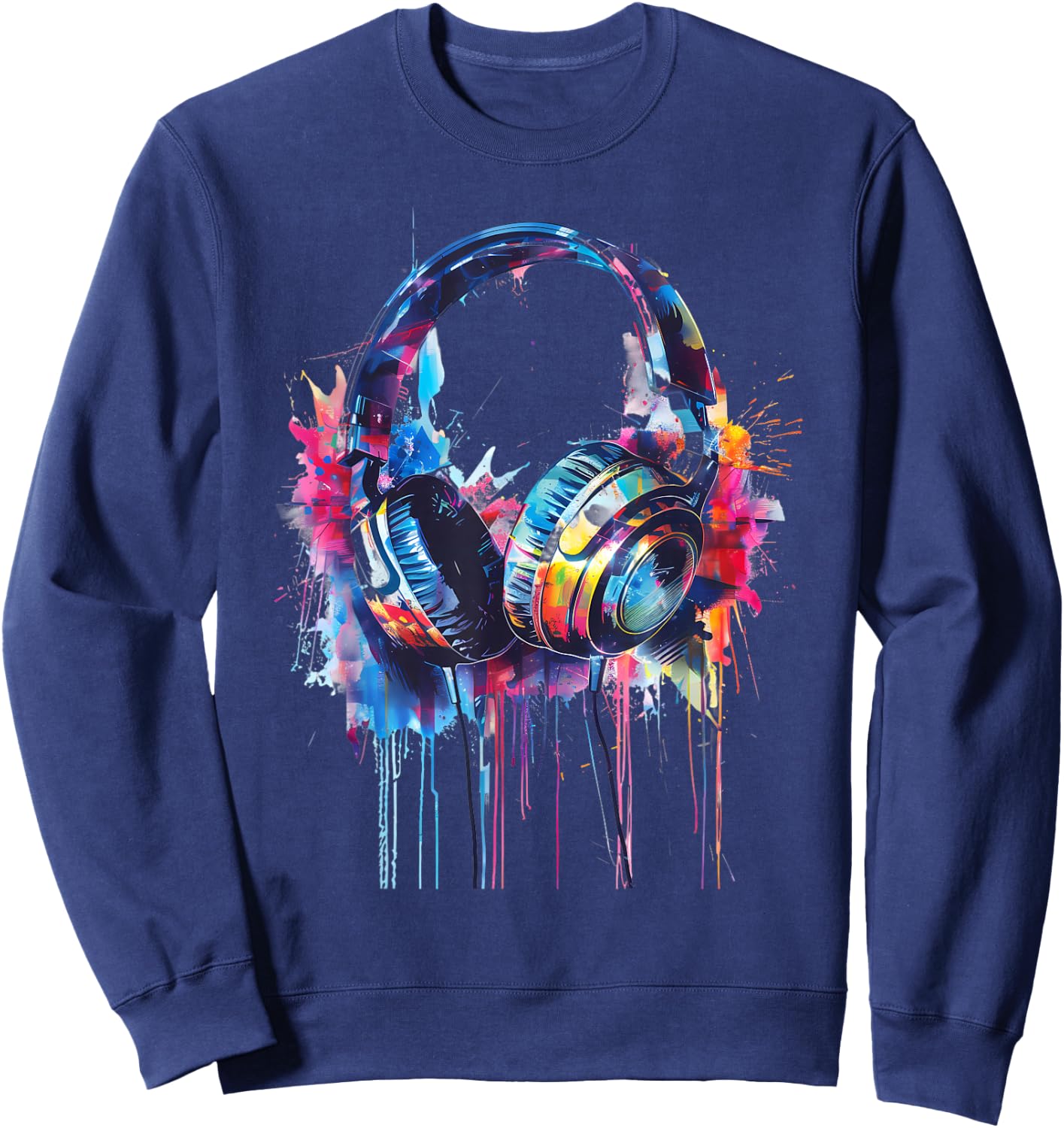Headphones Music DJ Beatmaker Techno Splash House Music EDM Sweatshirt - Sweatshirt | Navy