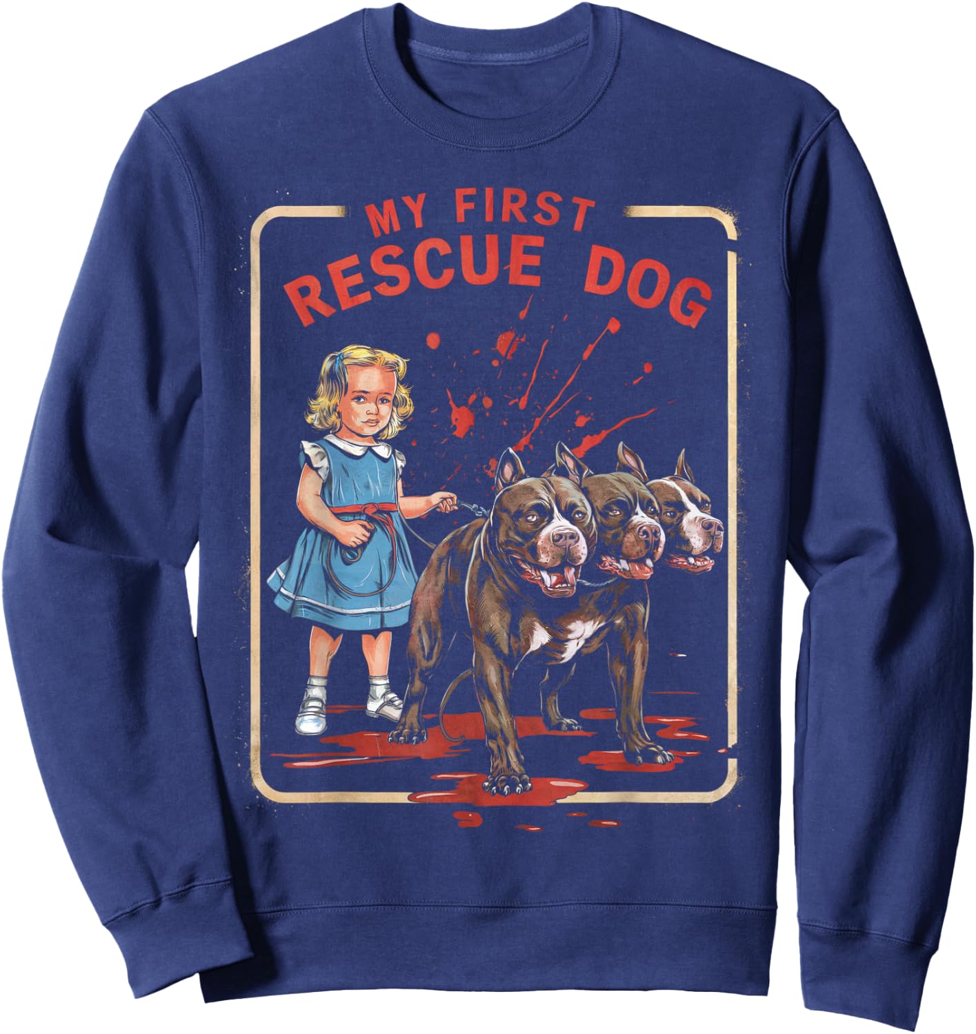 Vintage Horror Movie Lover Retro Halloween Shirt Rescue Dog Sweatshirt - Sweatshirt | Navy