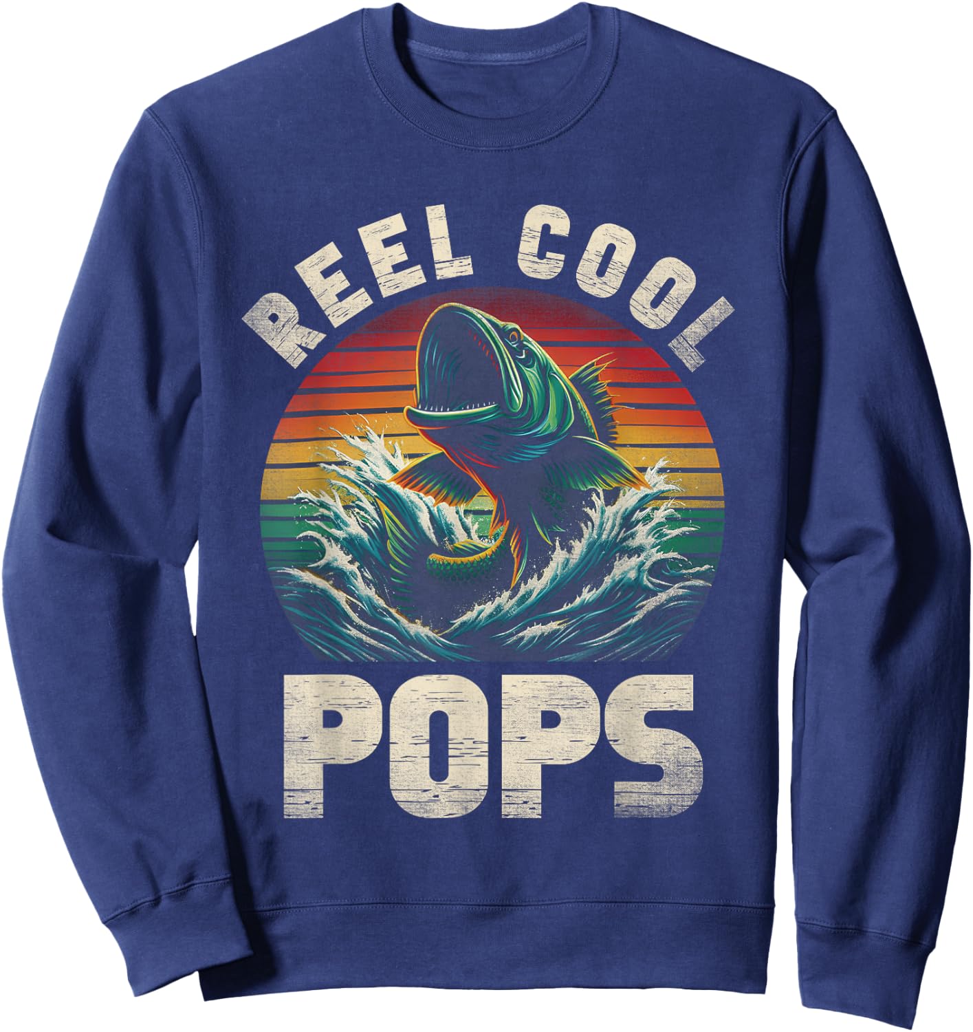 Reel Cool Pops Fishing Pops Pop Father's Day Fisherman Fish Sweatshirt - Sweatshirt | Navy
