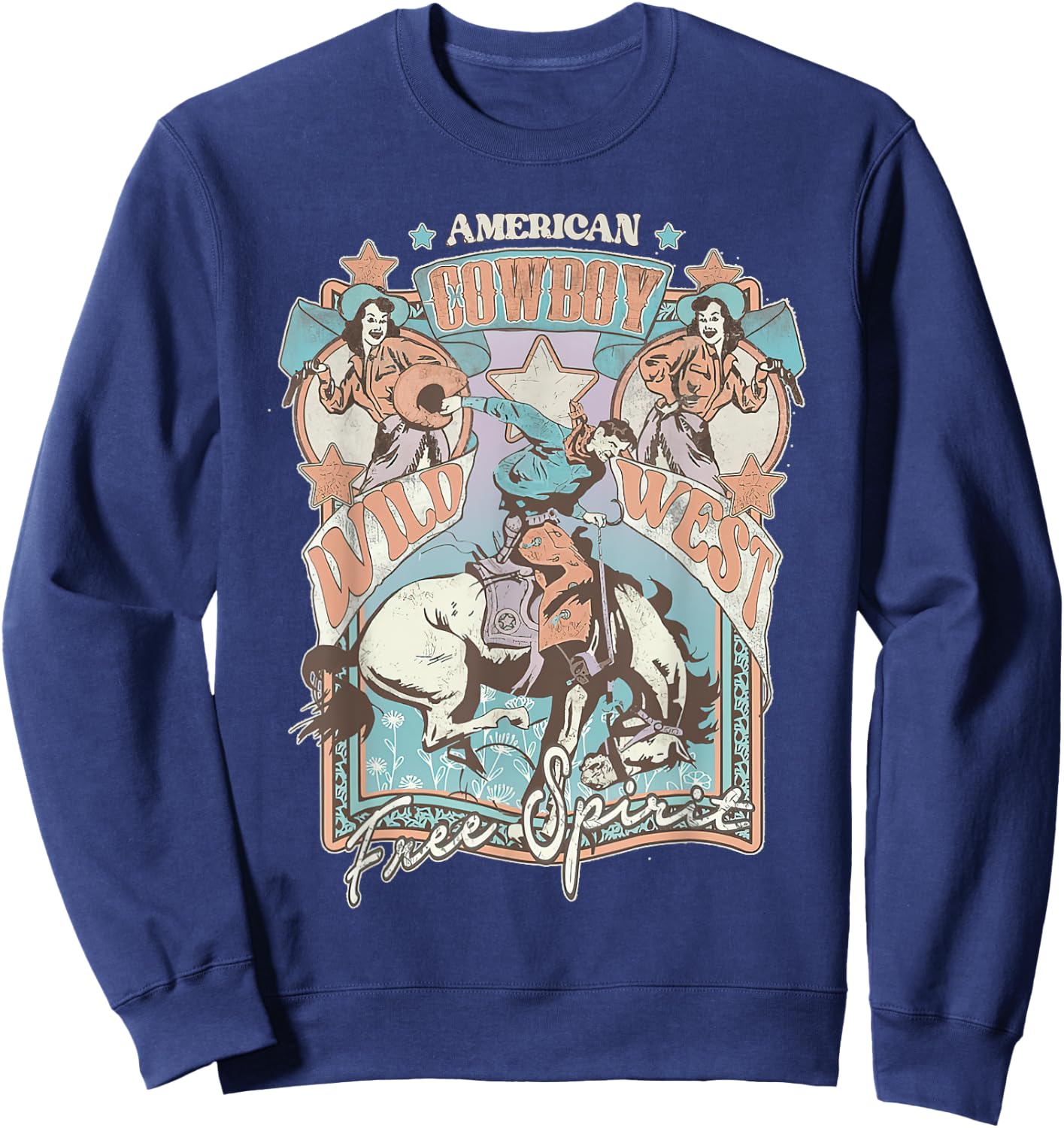 Western American Rodeo Cowboy Wild West Free Spirit Sweatshirt - Sweatshirt | Navy