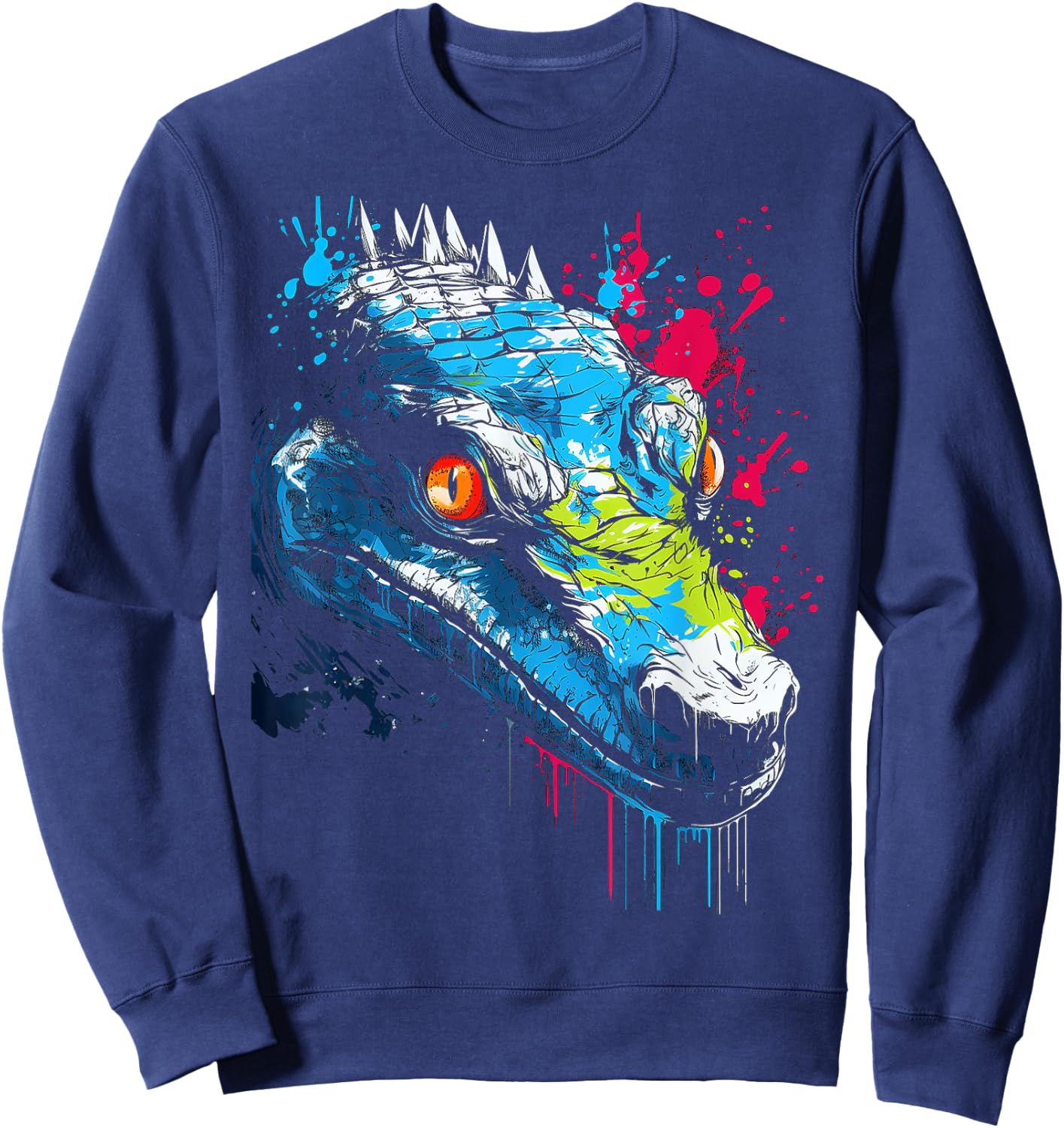 Crocodile Animal Graphic Illustration Crocodile Sweatshirt - Sweatshirt | Navy