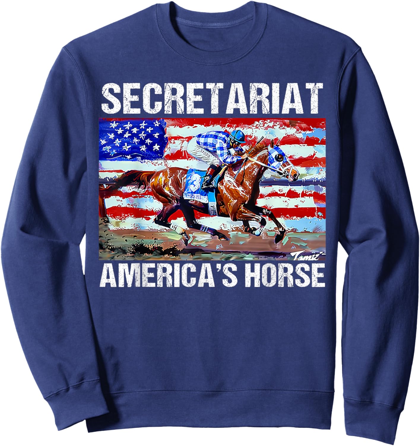 Secretariat America's horse Sweatshirt - Sweatshirt | Navy