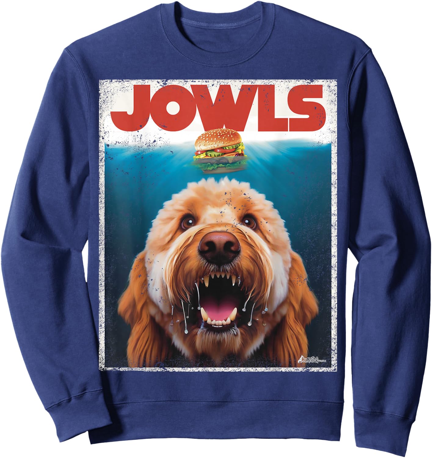 Funny Labradoodle Jowls , Fawn Lab Doodle Mom Top, Dad Sweatshirt - Sweatshirt | Navy