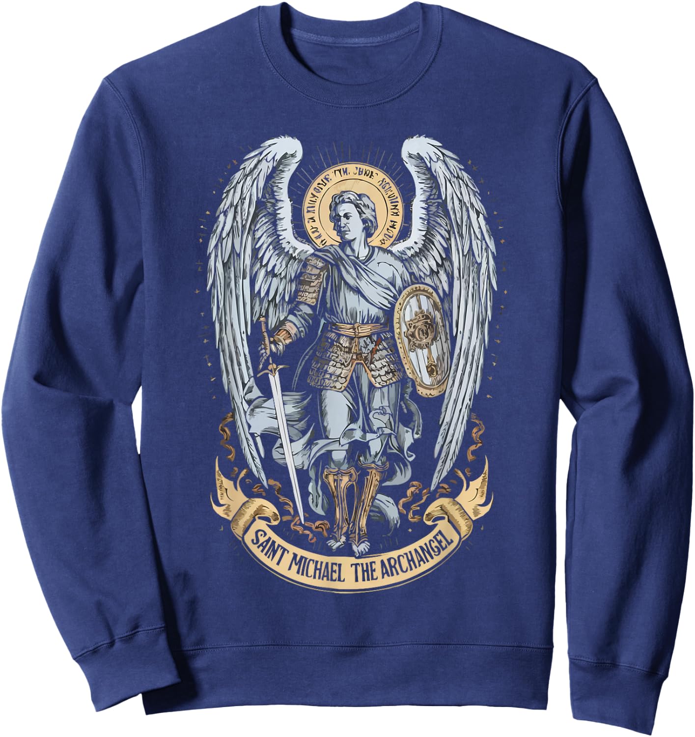 Archangel Catholic Religion Christianity Guardian Angel Sweatshirt - Sweatshirt | Navy