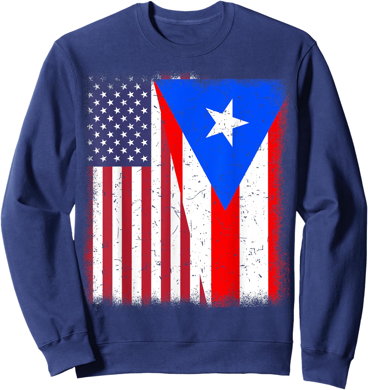 Puerto Rico American Flag 4th July Hispanic Heritage Rican Sweatshirt - Sweatshirt | Navy