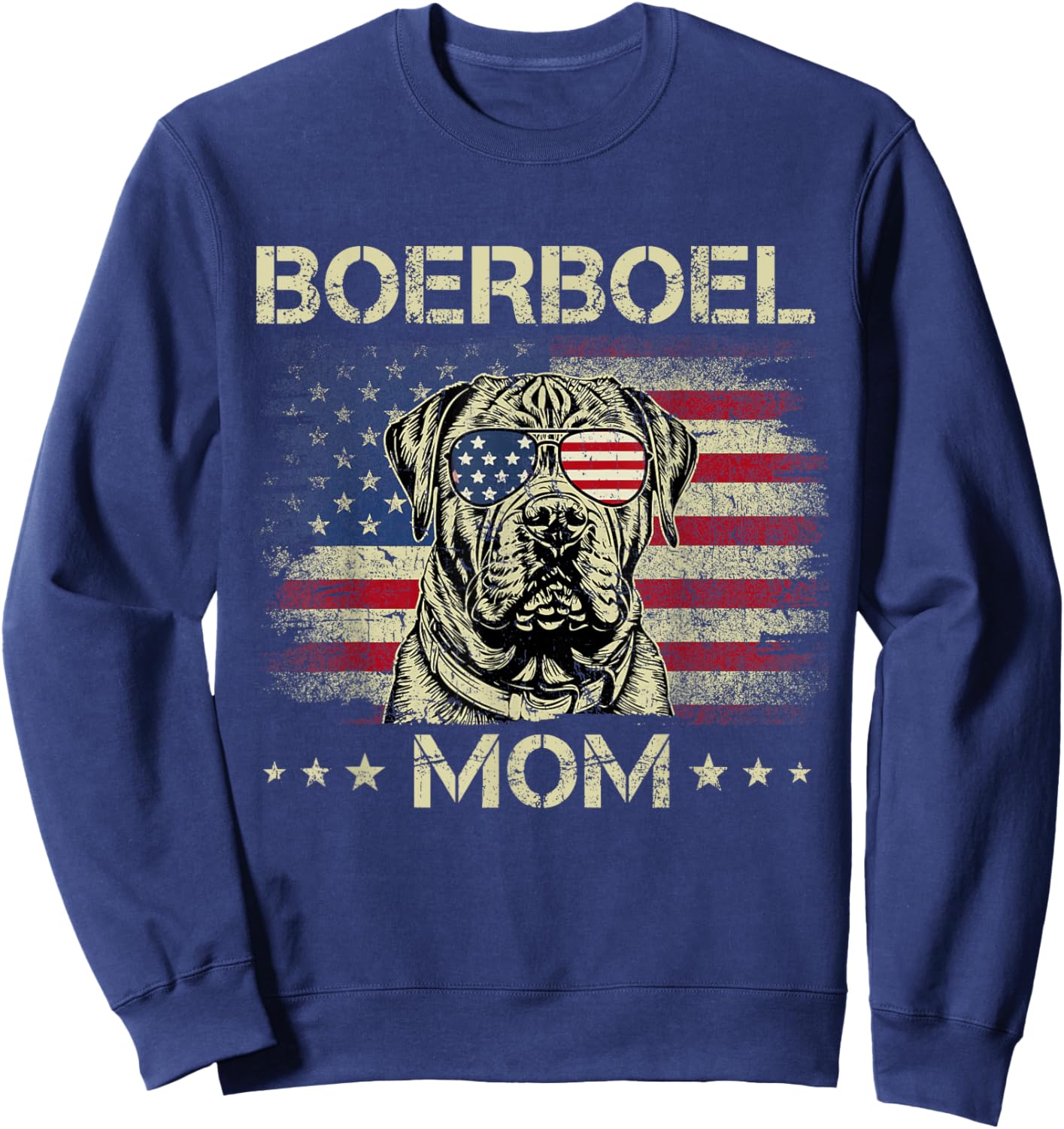 Boerboel Mom Dog Vintage American Flag 4th Of July Men Women Kids Sweatshirt - Sweatshirt | Navy