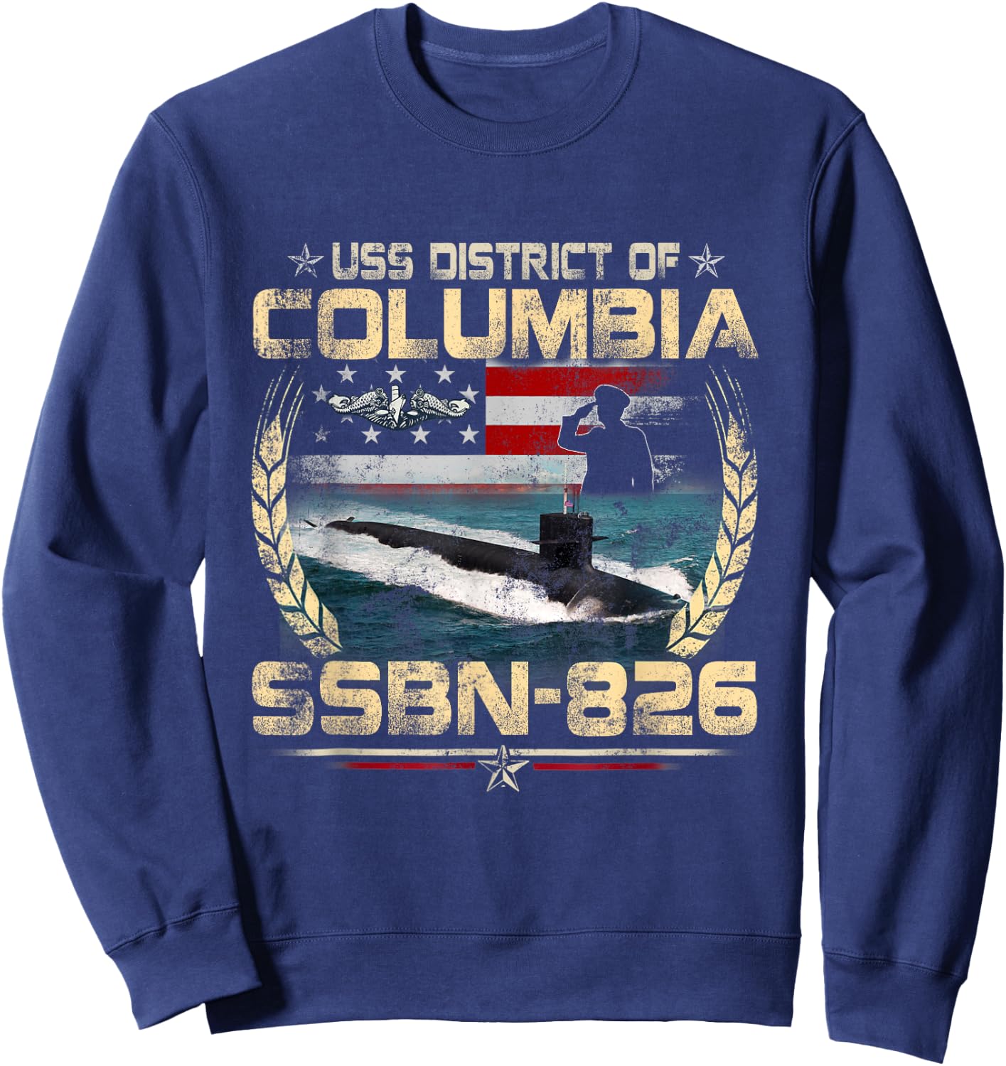 USS District of Columbia SSBN-826 USA Flag Submarine Veteran Men Sweatshirt - Sweatshirt | Navy