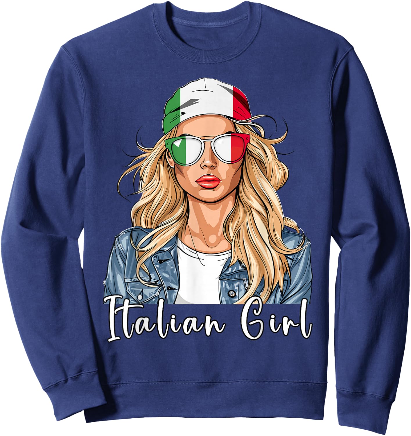 Italian Flag Souvenirs Woman Girl Products Italy Sweatshirt - Sweatshirt | Navy
