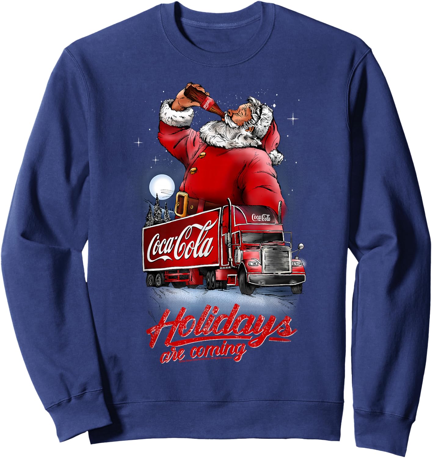 Coca Cola Santa And Truck Holidays Are Coming Sweatshirt - Sweatshirt | Navy