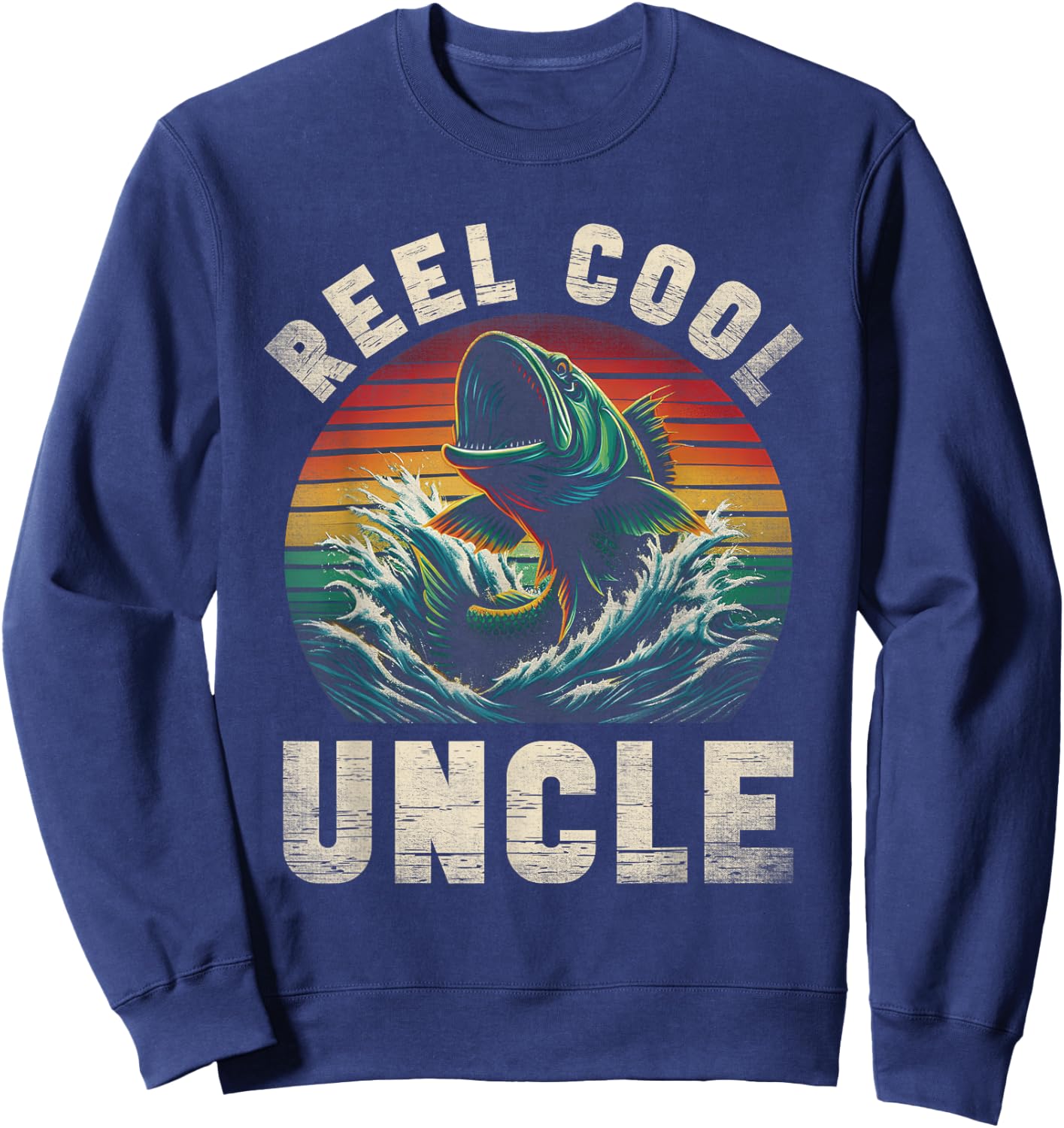 Reel Cool Uncle Fishing Uncle Father's Day Fisherman Fish Sweatshirt - Sweatshirt | Navy