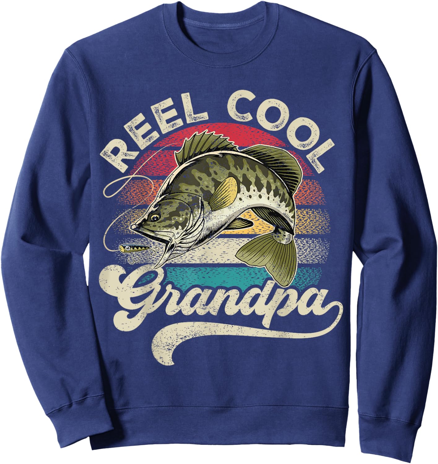 Reel Cool Grandpa Fishing Vintage Retro Father's Day Men Dad Sweatshirt - Sweatshirt | Navy