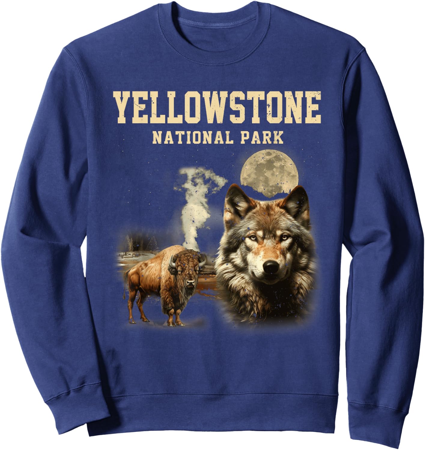 Yellowstone National Park Old Faithful Wildlife Adventure Sweatshirt - Sweatshirt | Navy
