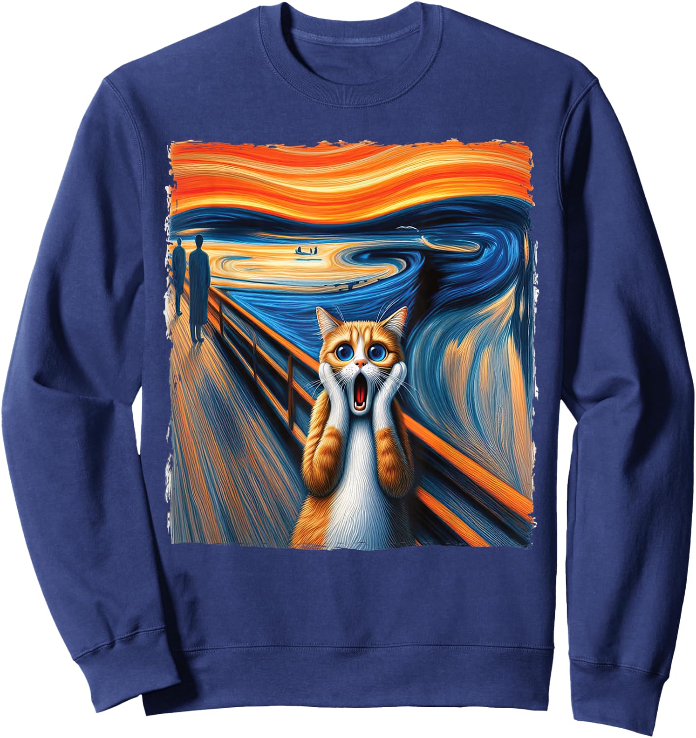 The Scream Cat Parody for Kitty Cat Lover Cat Mom Cat Dad Sweatshirt - Sweatshirt | Navy