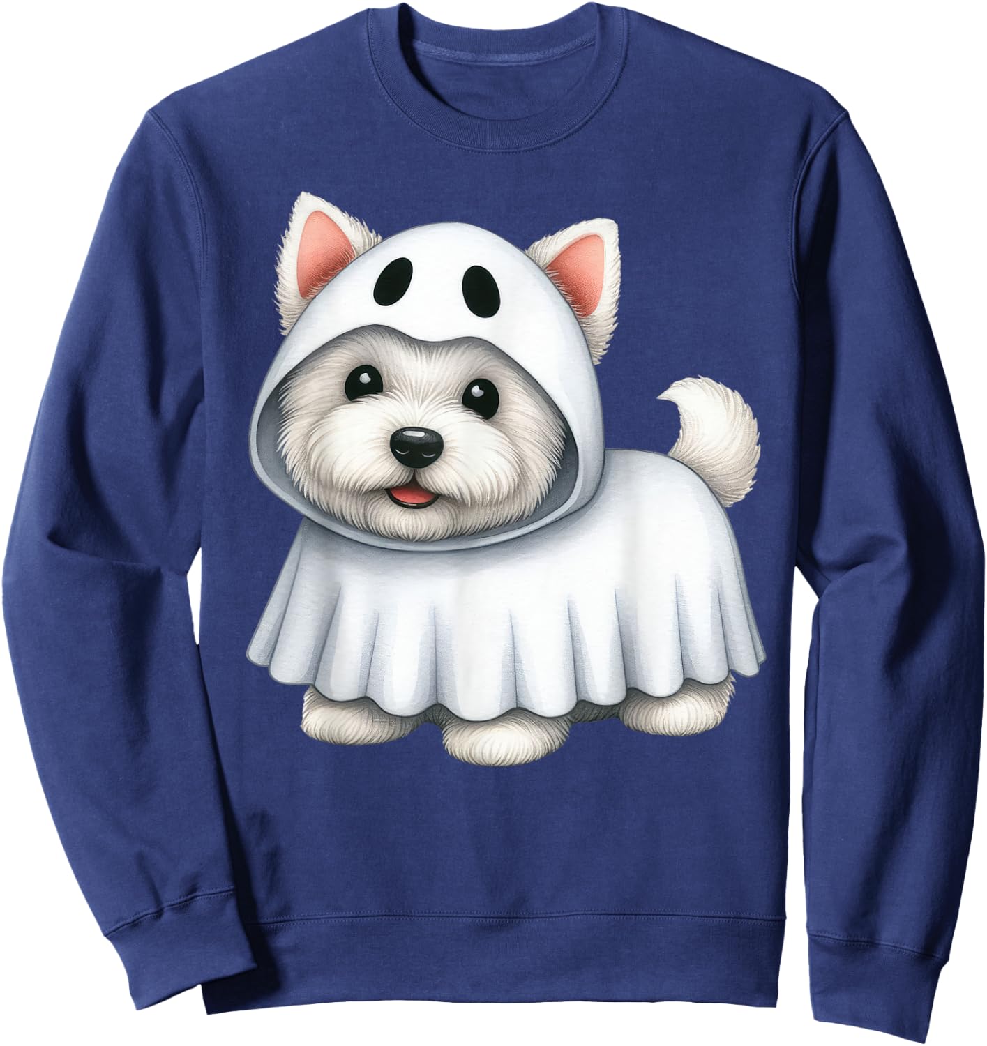 Westie Dog Halloween Costume Ghost West Highland Terrier Men Women Kids Sweatshirt - Sweatshirt | Navy