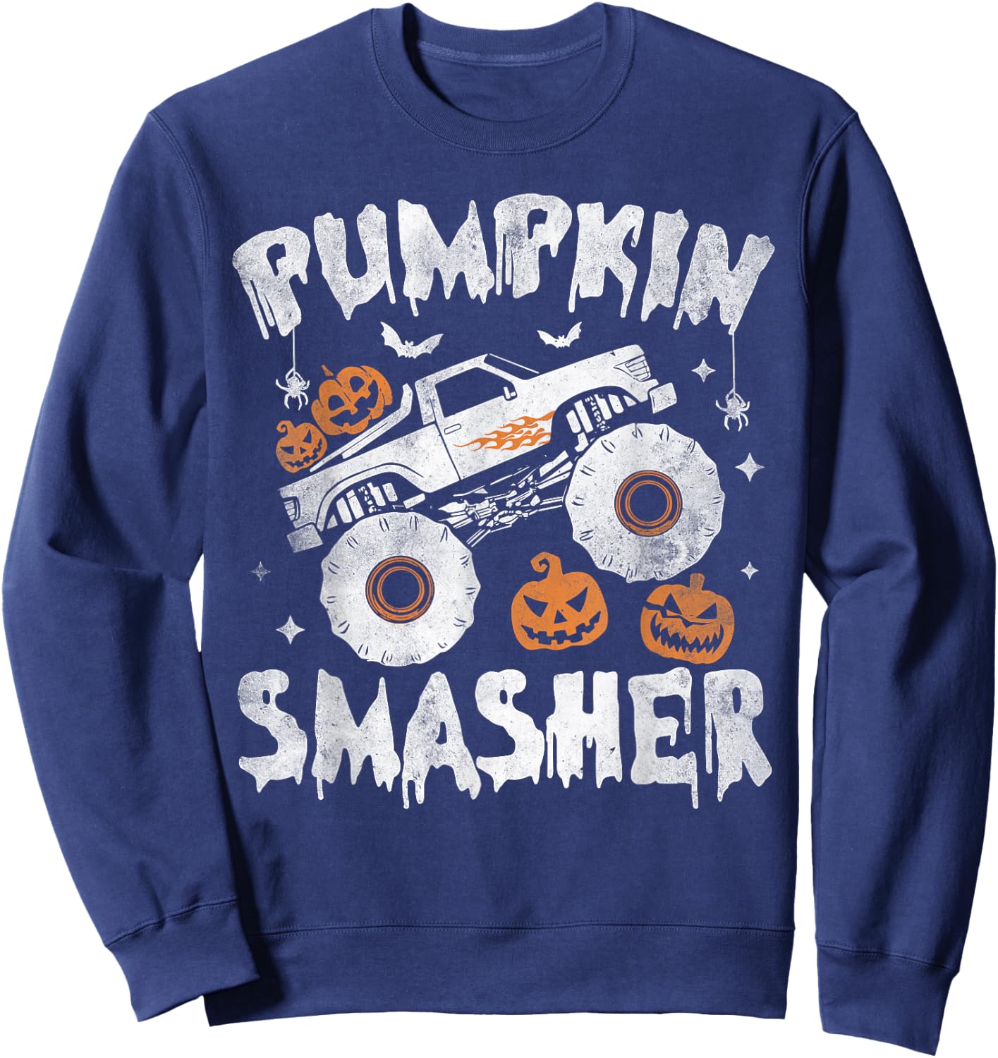 Pumpkin Smasher Toddler Halloween For Monster Truck Lover Sweatshirt - Sweatshirt | Navy