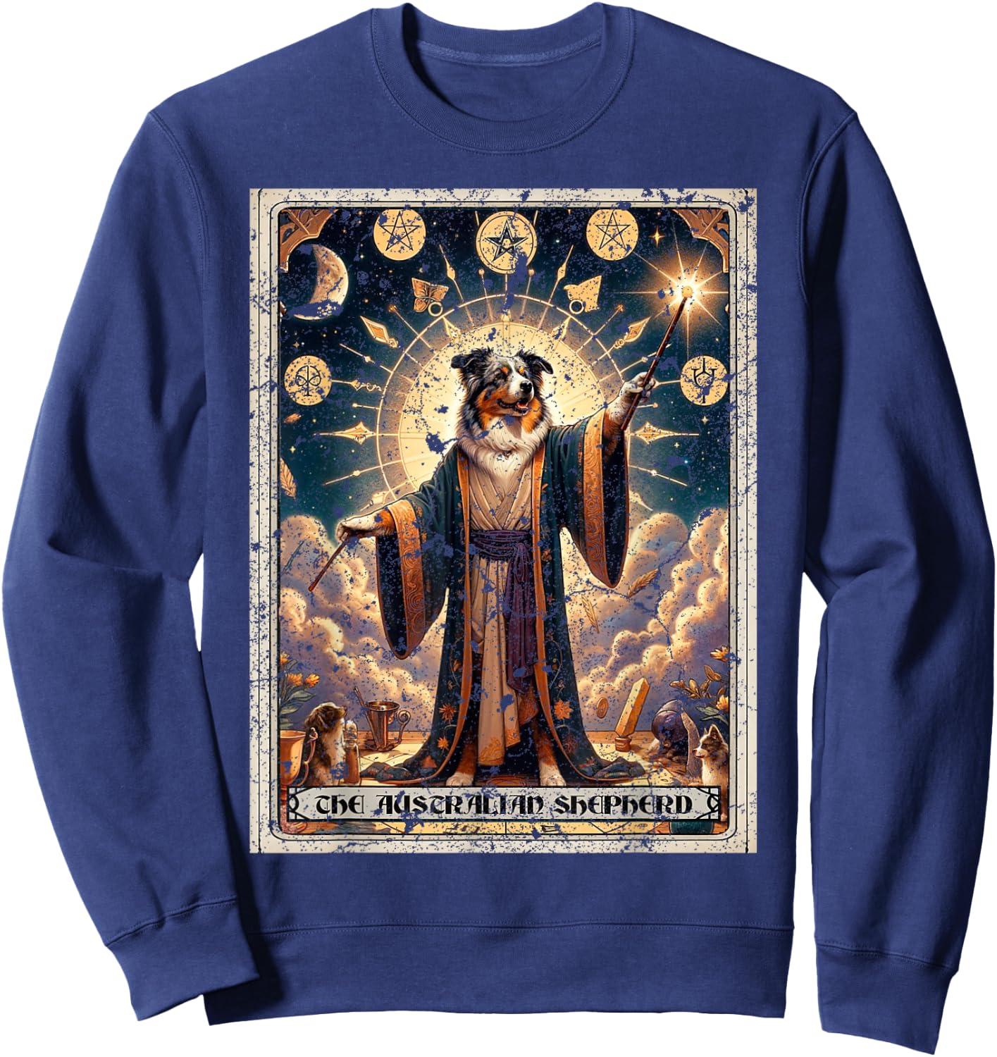 Australian Shepherd Tarot Card Dog Sweatshirt - Sweatshirt | Navy