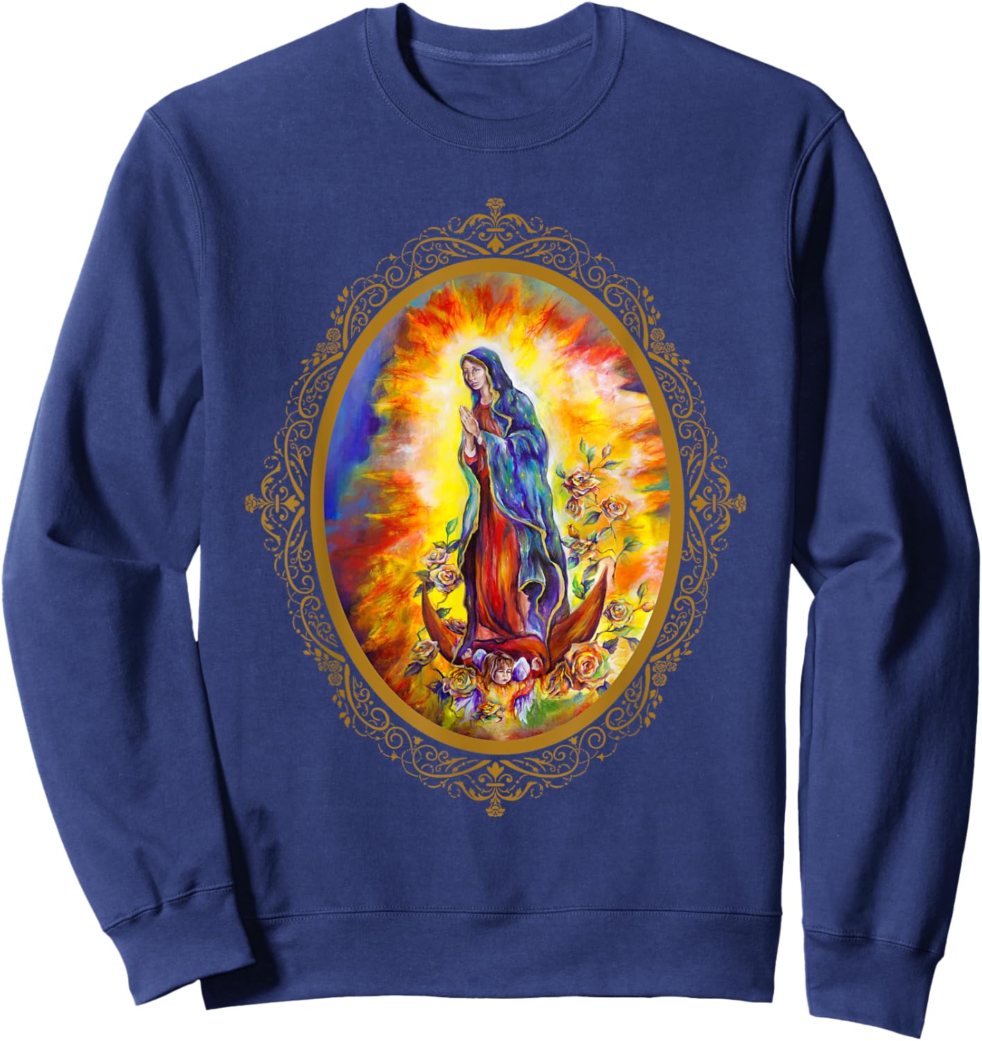 Our Lady of Guadalupe by Amberose Marie Art Sweatshirt - Sweatshirt | Navy