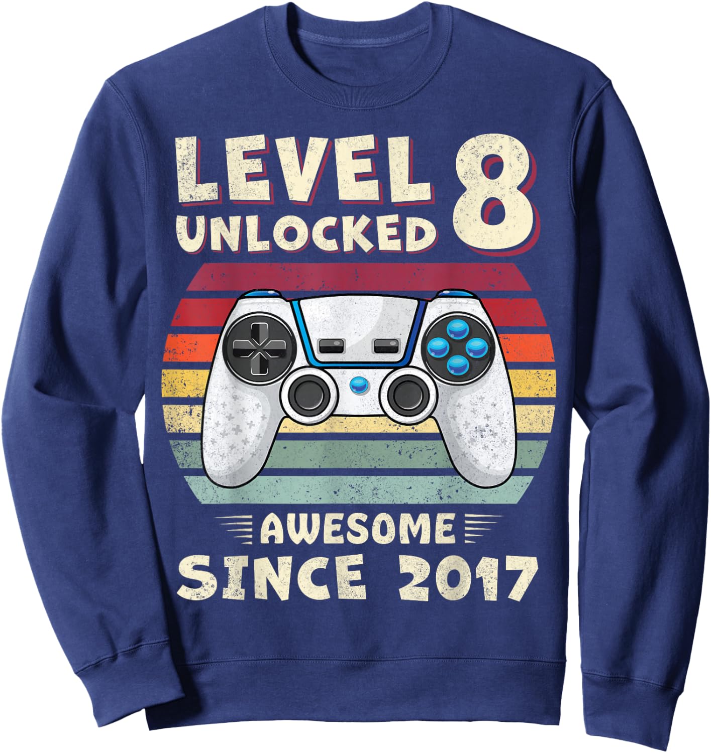 8 Year Old BDay Decorations Son Boy 8yr 2017 8th Birthday Sweatshirt - Sweatshirt | Navy