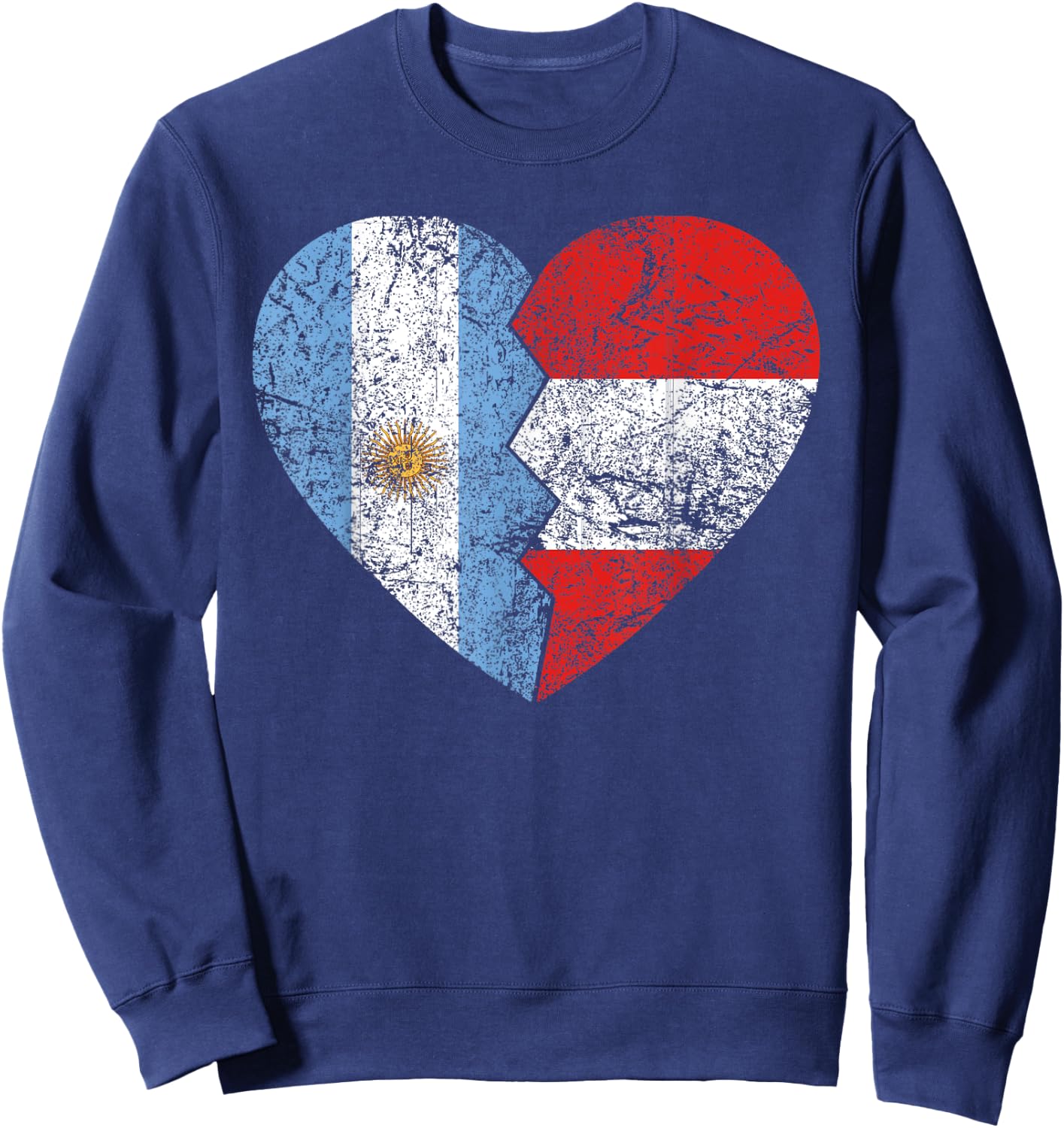 Peruvian Argentinian Flag Heart | Argentina Peru Flag Roots Sweatshirt - Sweatshirt | Navy